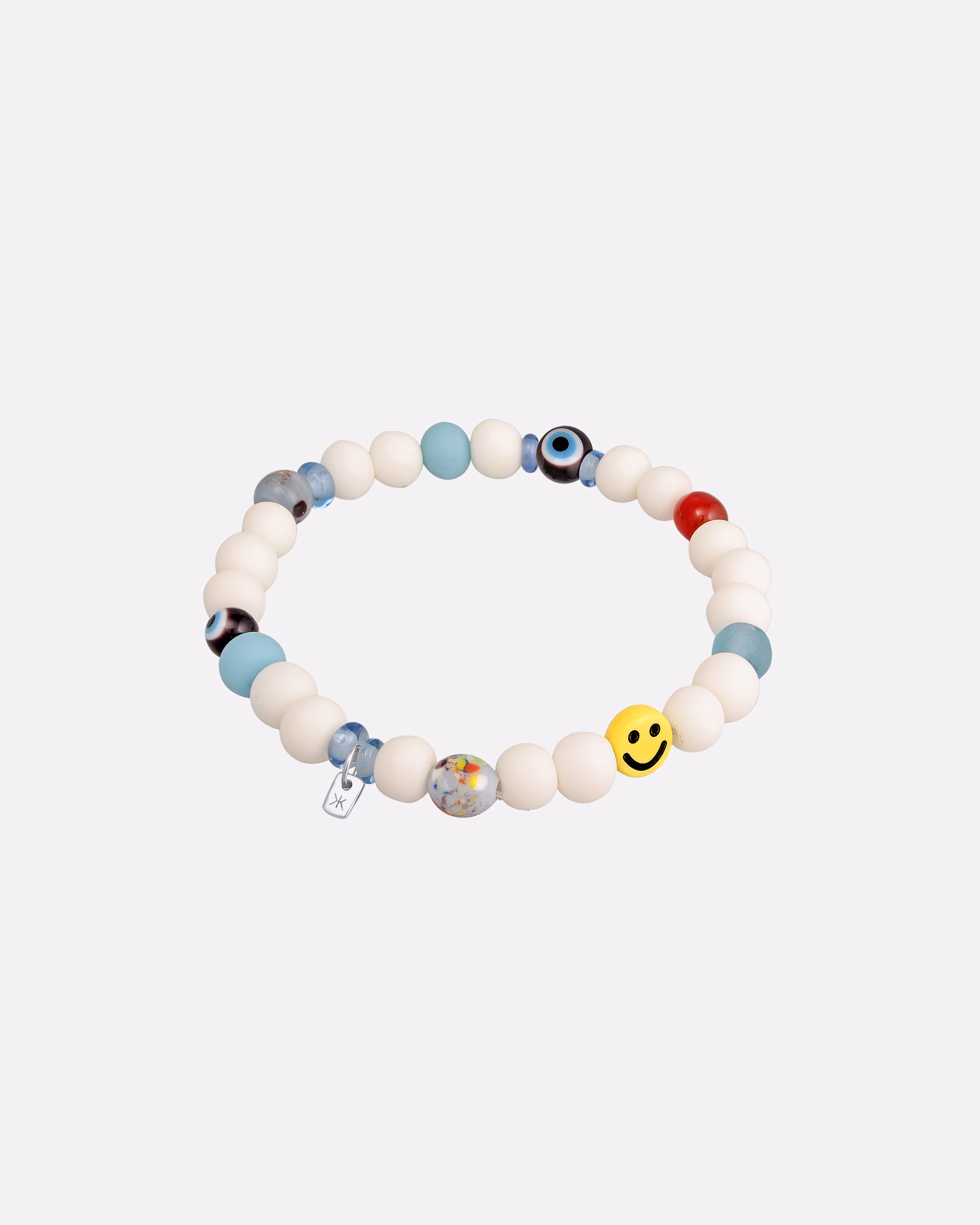KUZZOI bracelet with Smiling Face Bead glass resin beads 925 silver