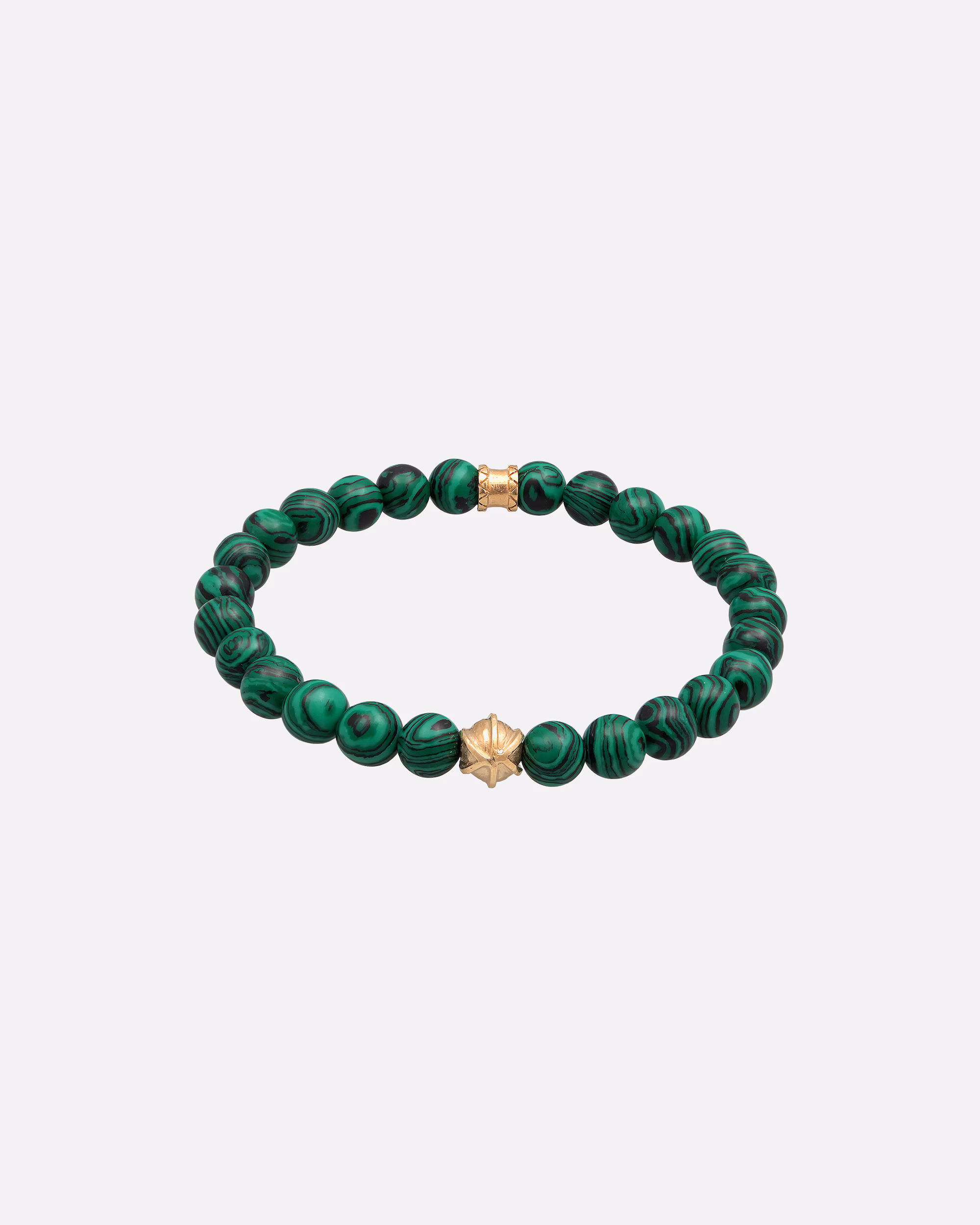 KUZZOI Bracelet Synthetic Malachite Bead Look 925 Silver