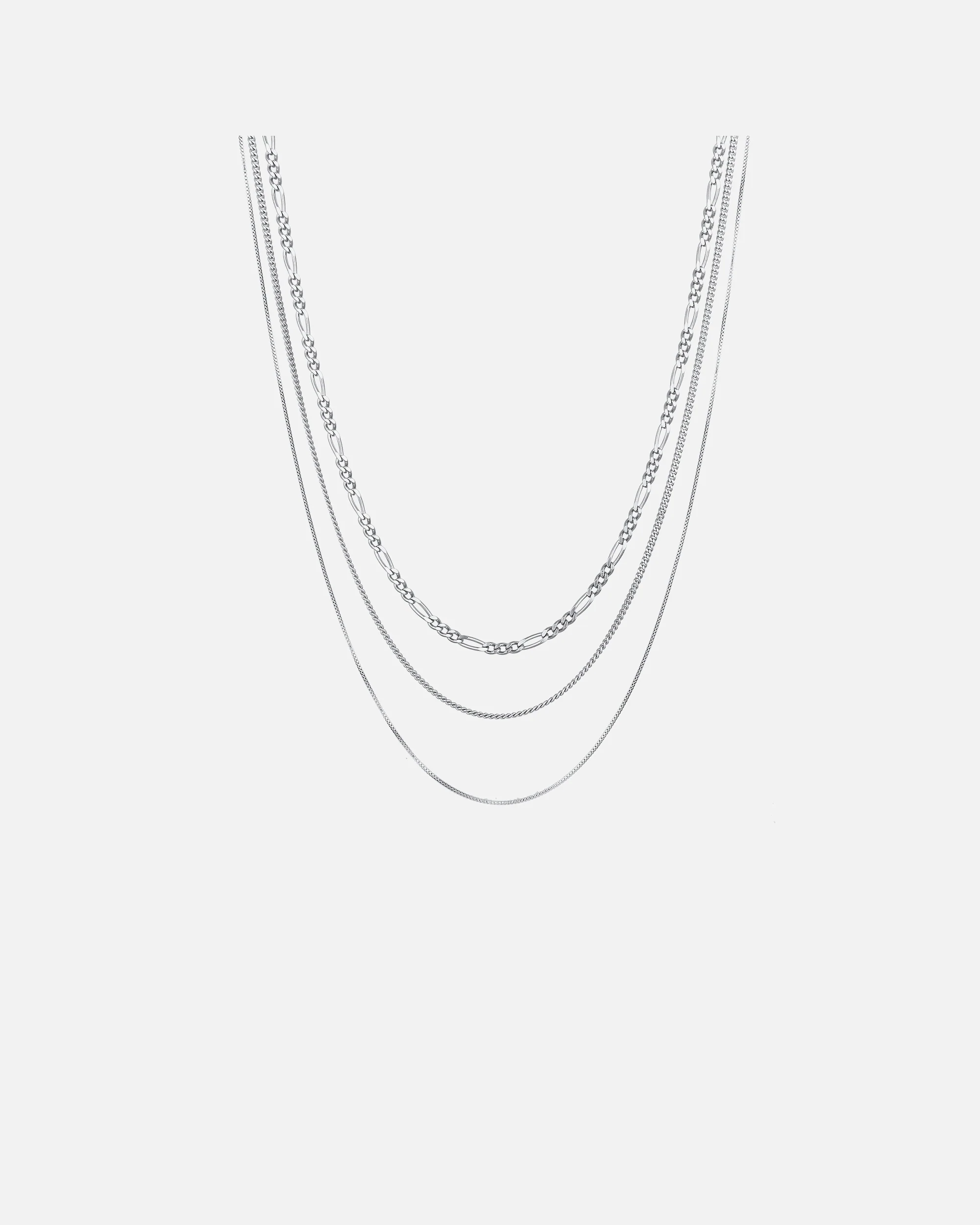 KUZZOI Basic Necklace, Link Chains, Set of 3, 925 Sterling Silver