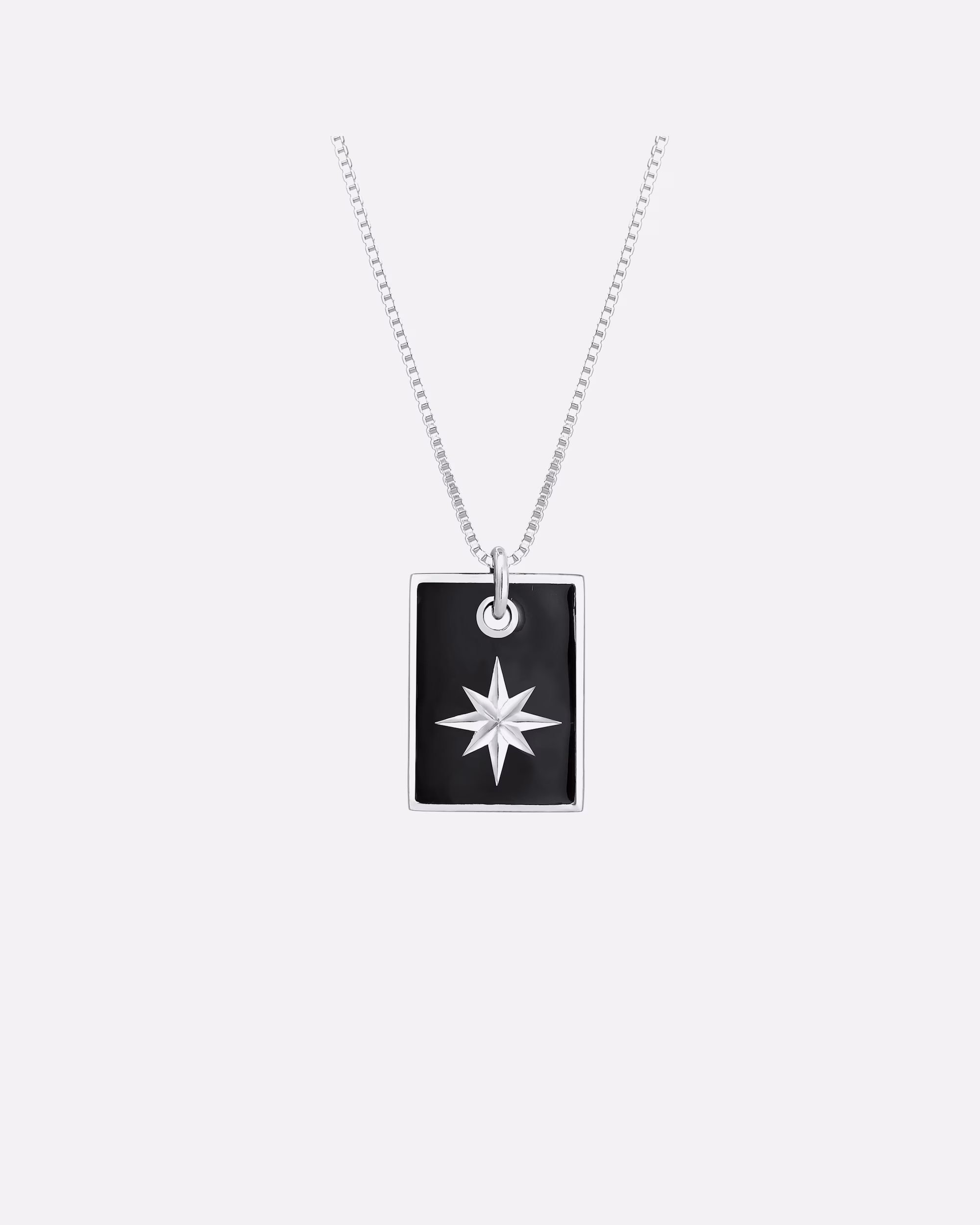 KUZZOI Necklace Dog Tag Chain Enamel Black Star 925 Silver