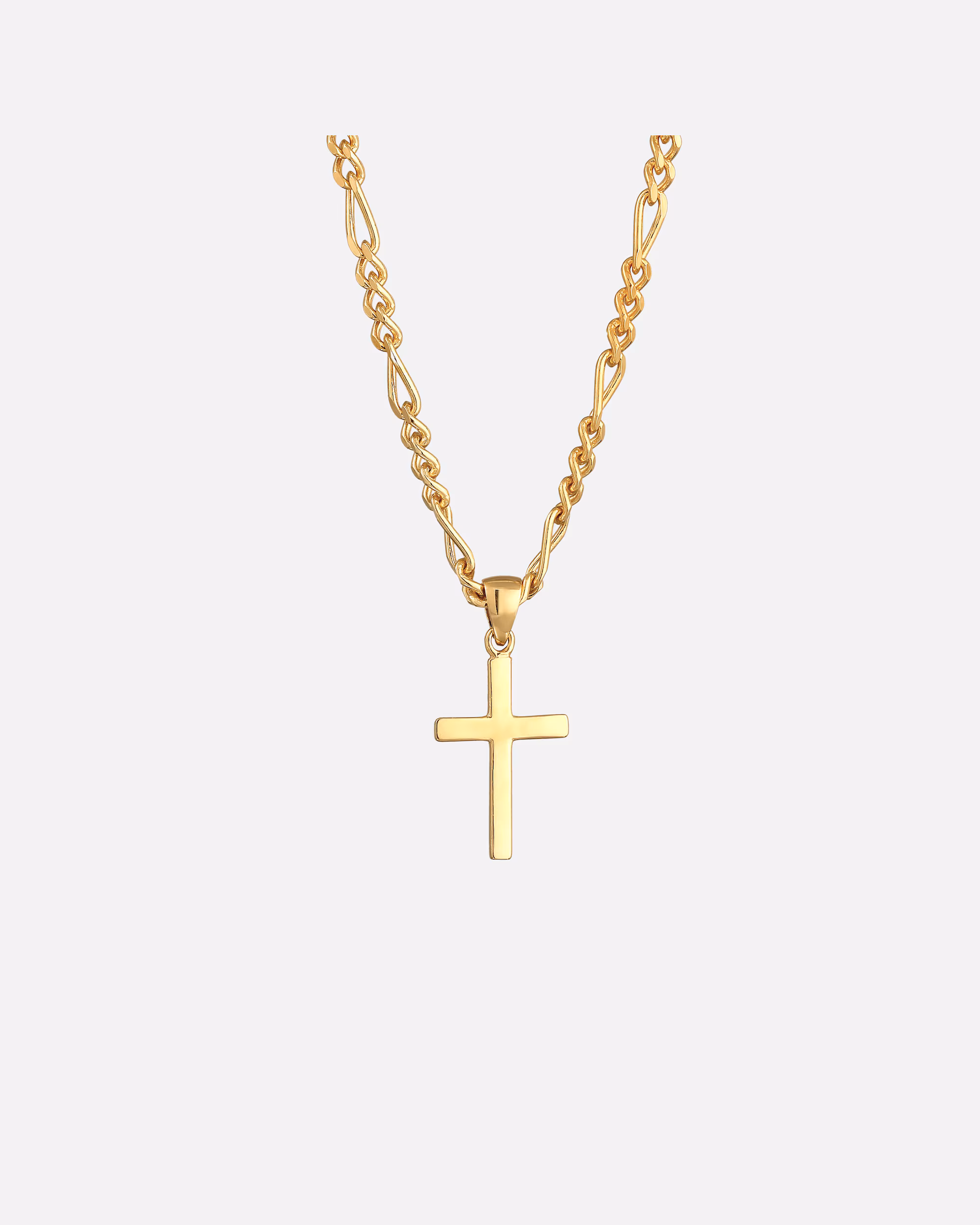 KUZZOI Men's Necklace Figaro Chain Cross 925 Silver