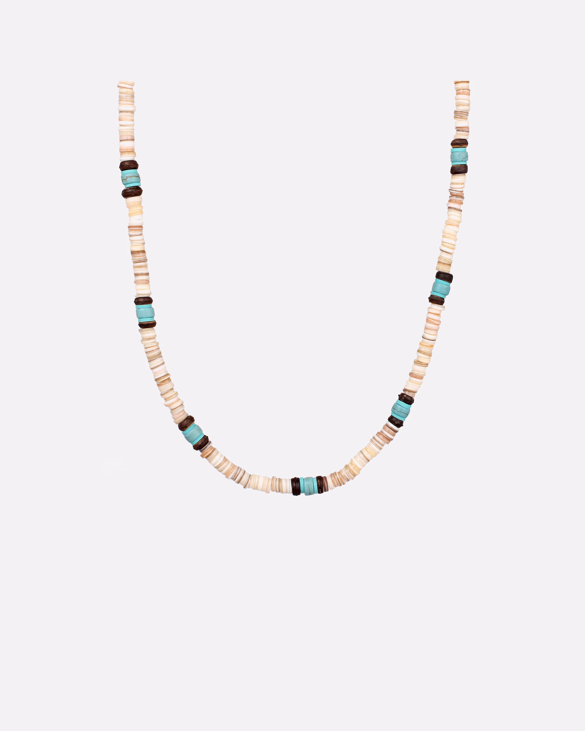KUZZOI Men's Necklace Howlite Turquoise Heishi Beads Surfer Style 925 Sterling Silver