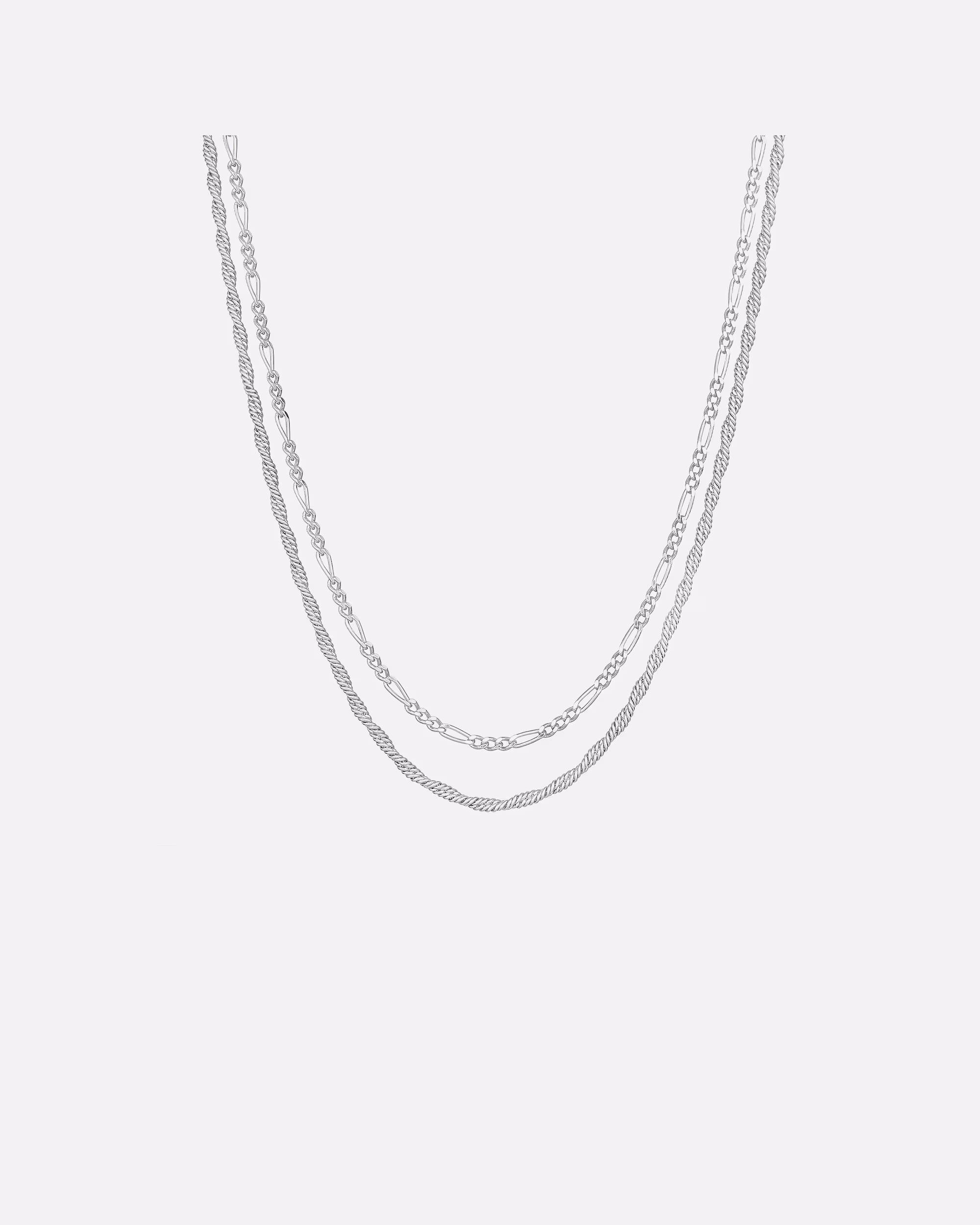 KUZZOI Men's Cord Figaro Necklace Set of 2 925 Silver