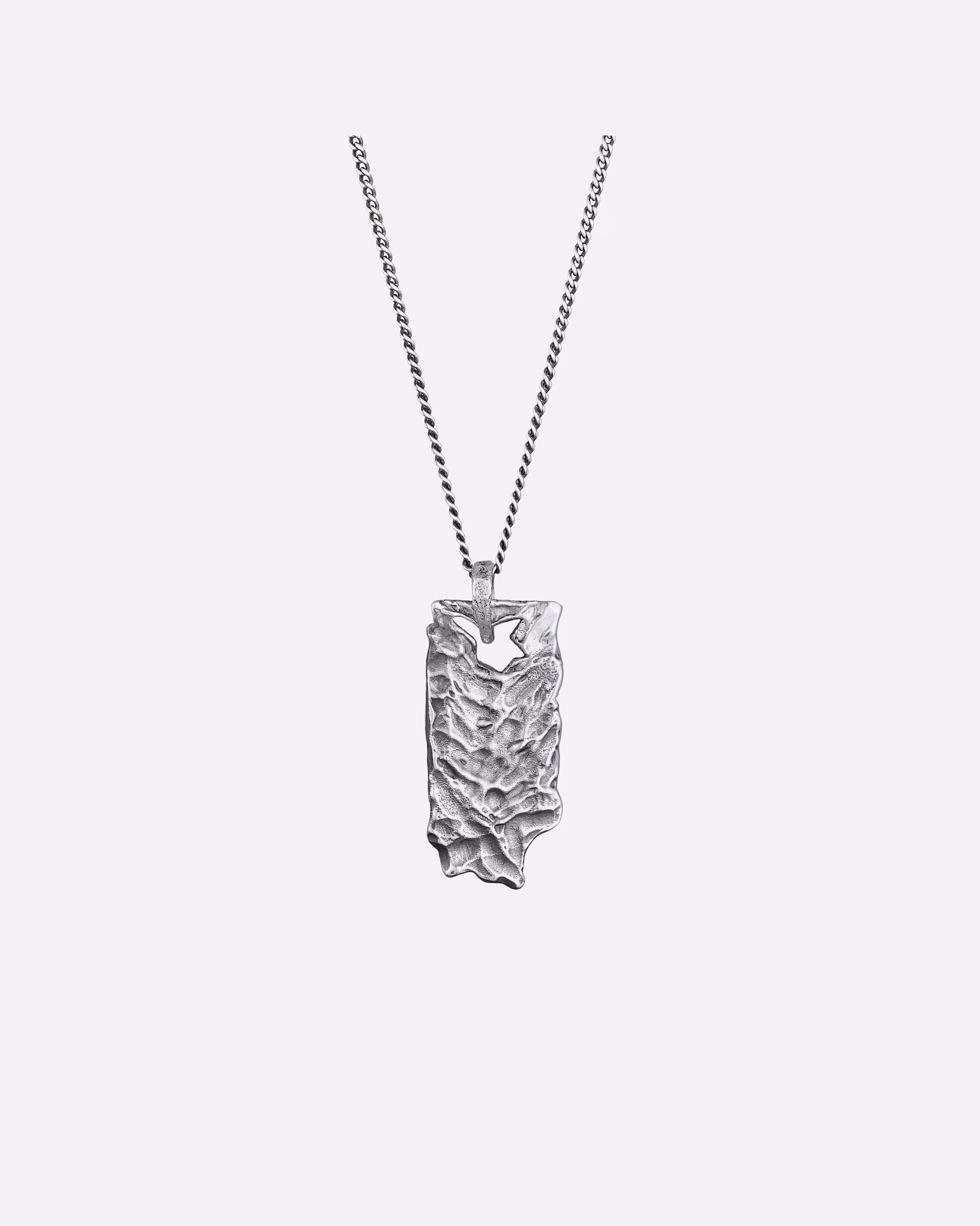 KUZZOI necklace rectangular pendant natural look 925 silver