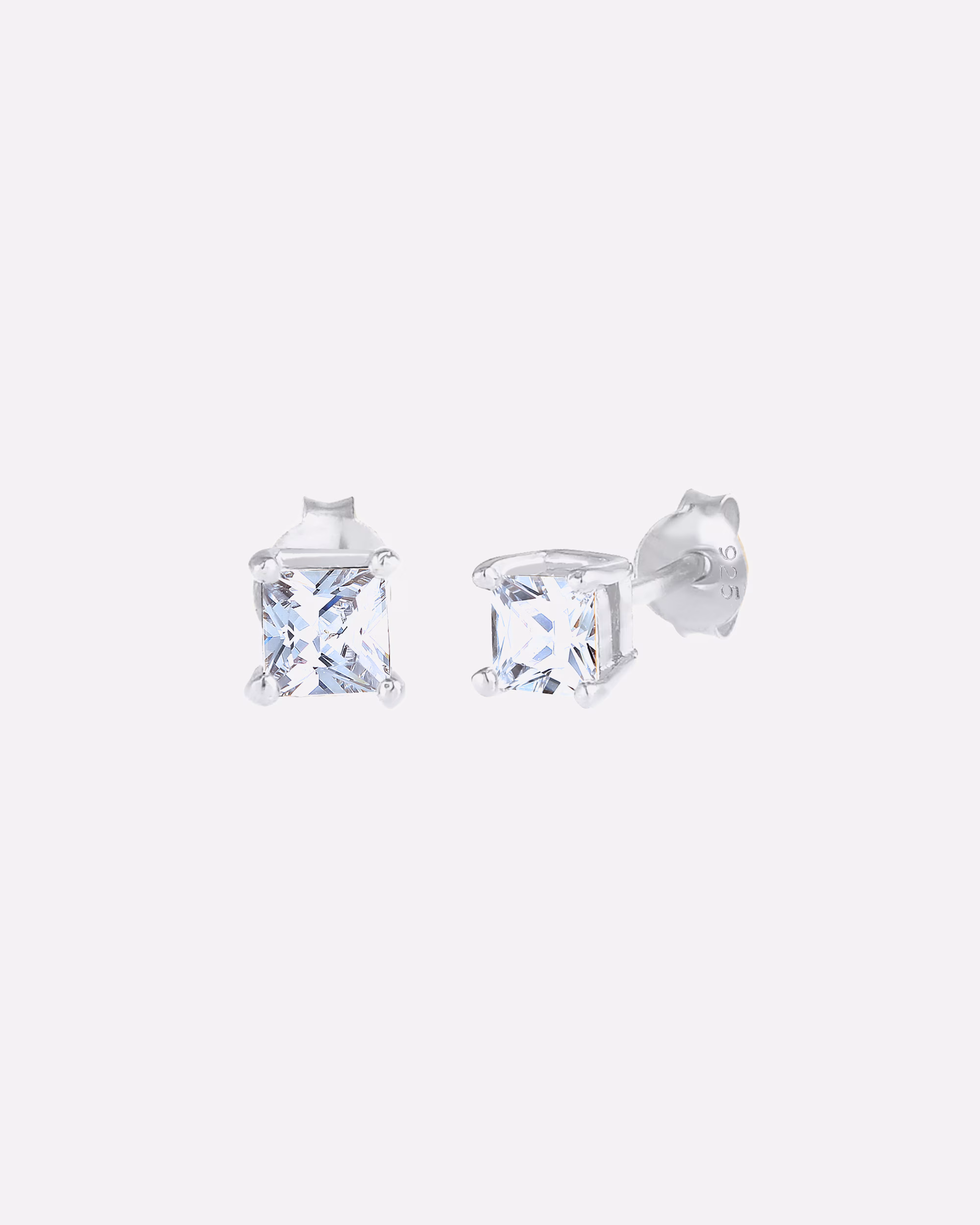 KUZZOI earring stud square cubic zirconia 925 silver