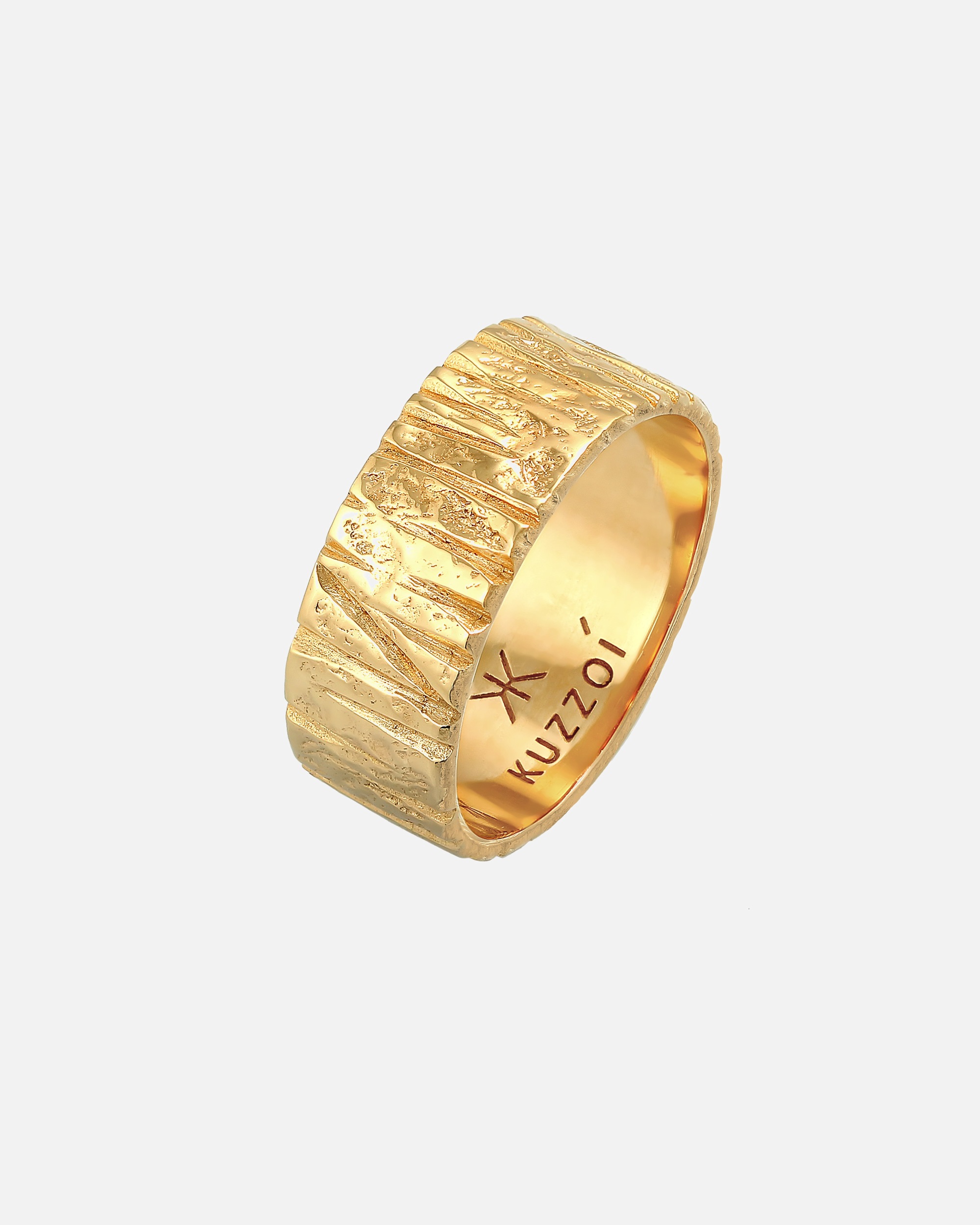 KUZZOI ring band ring wide structure hammered 925 silver