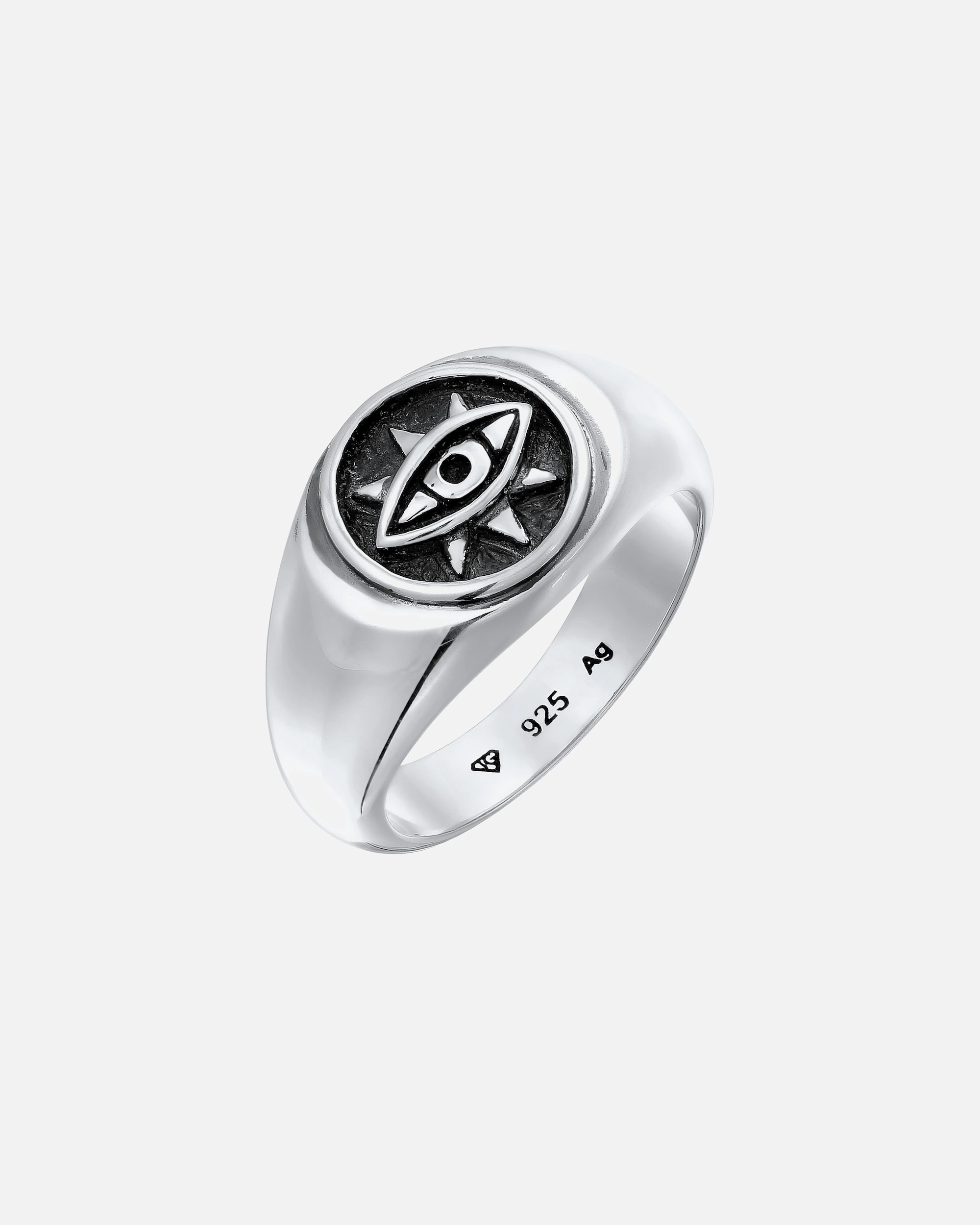KUZZOI Ring Evil Eye Signet Ring 925 Sterling Silver