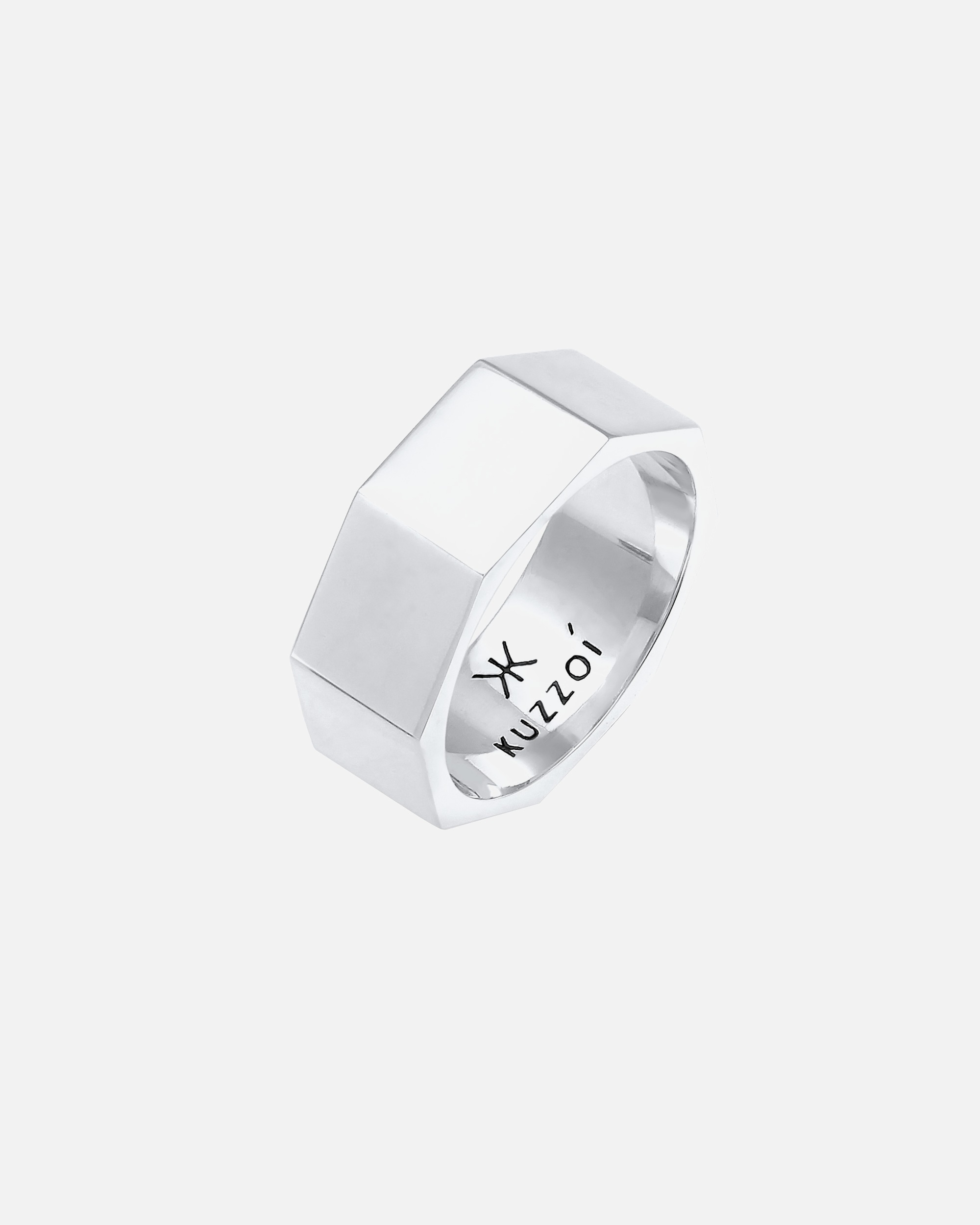 KUZZOI ring men's band ring octagon hexagon 925 silver