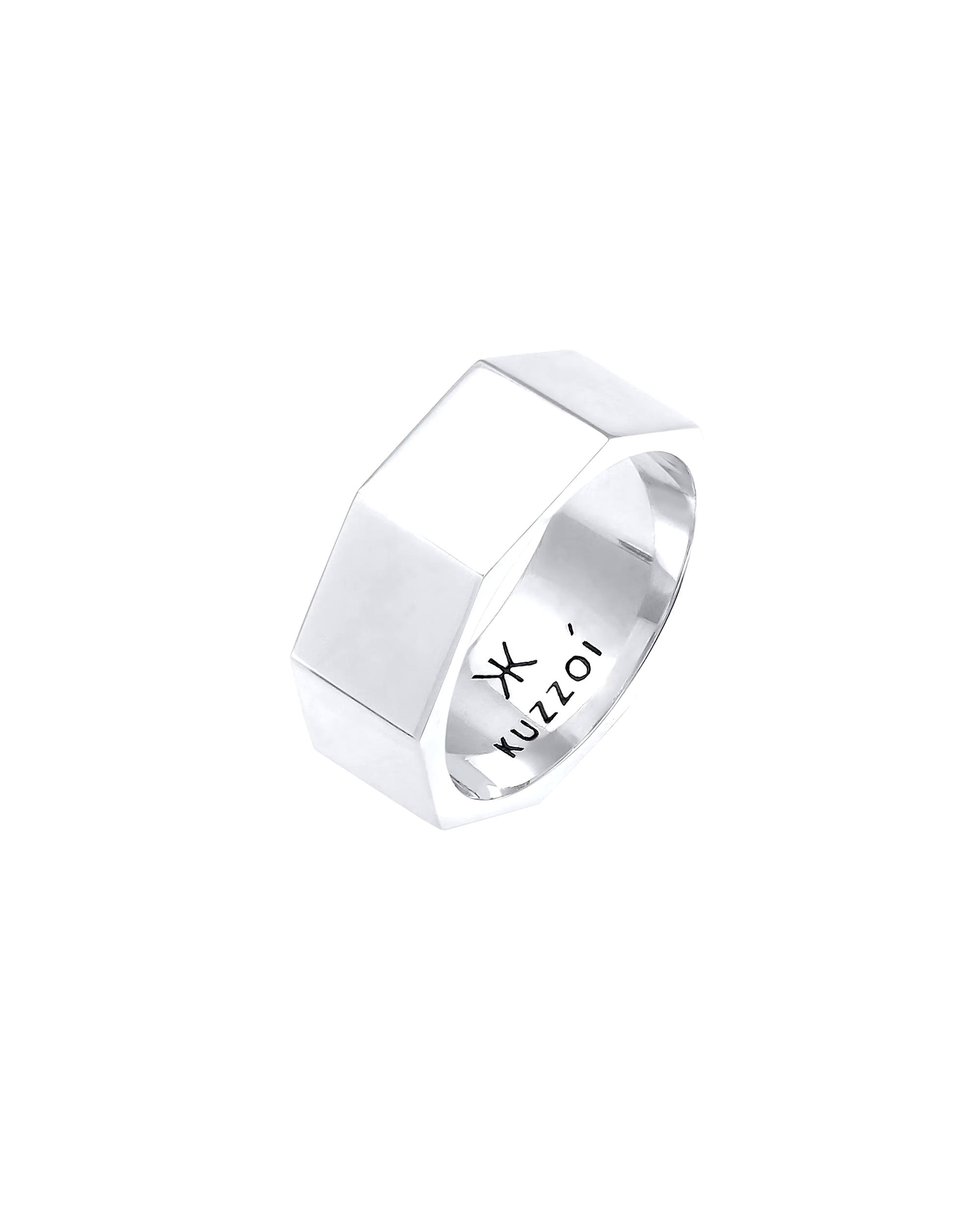 KUZZOI ring men's band ring octagon hexagon 925 silver