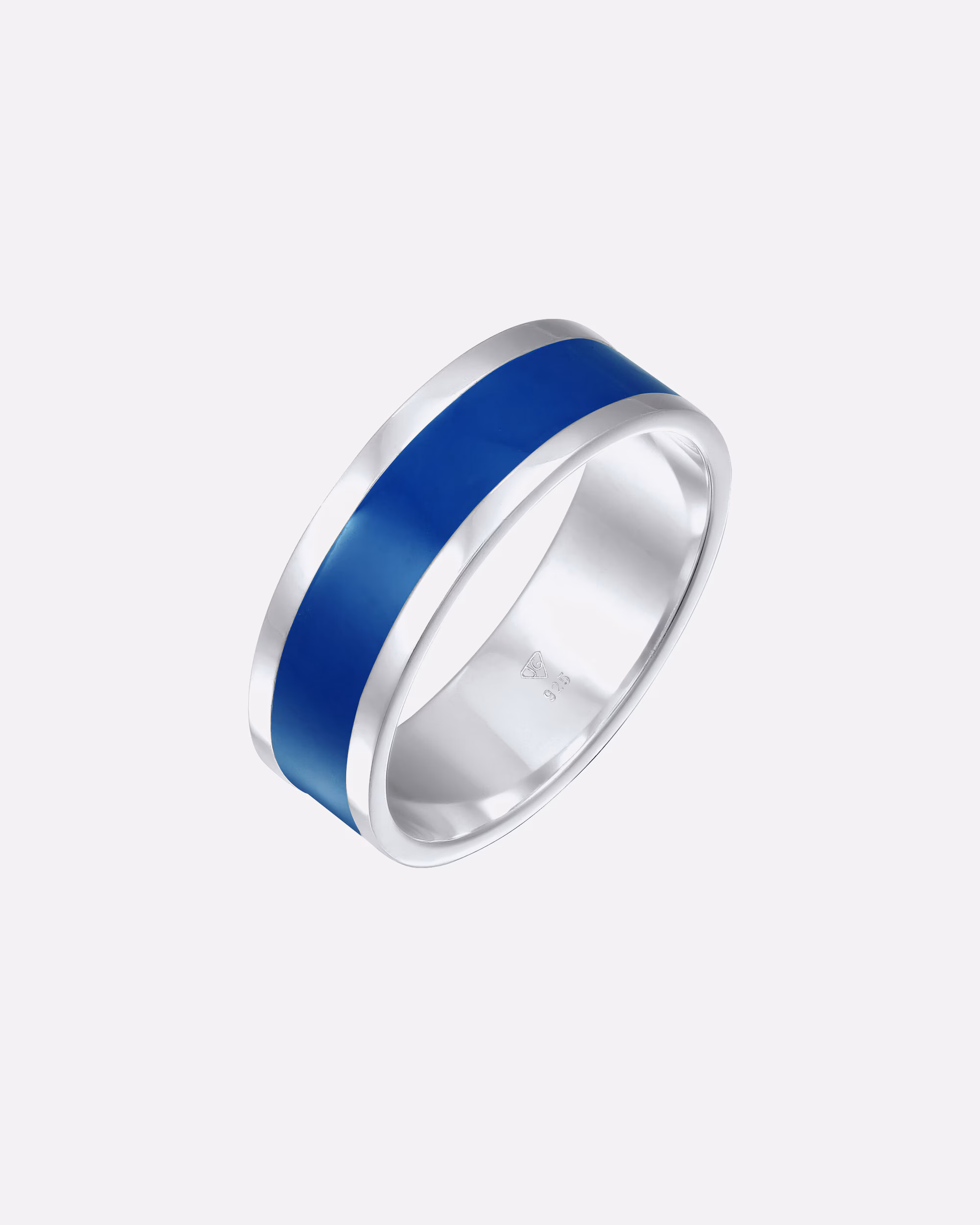 KUZZOI Ring Men's Band Ring Basic Geo Enamel Casual 925 Silver