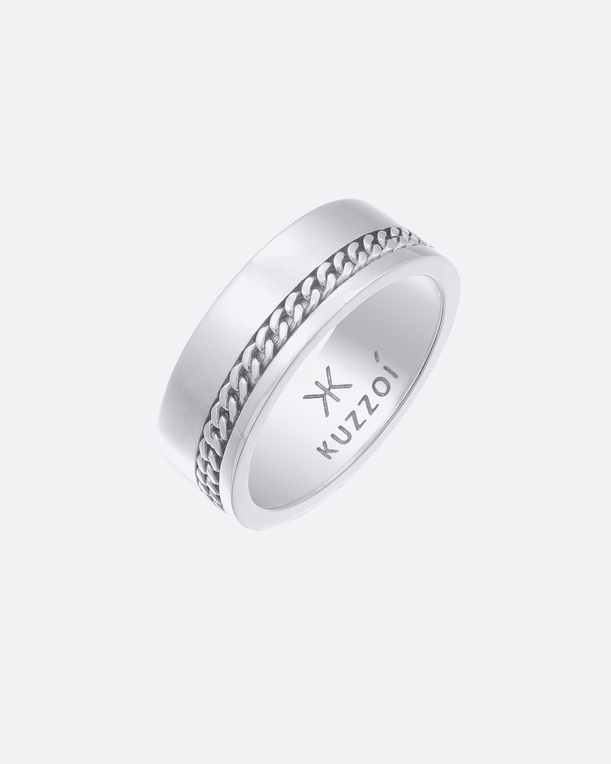 KUZZOI ring men's band ring chunky chain 925 silver