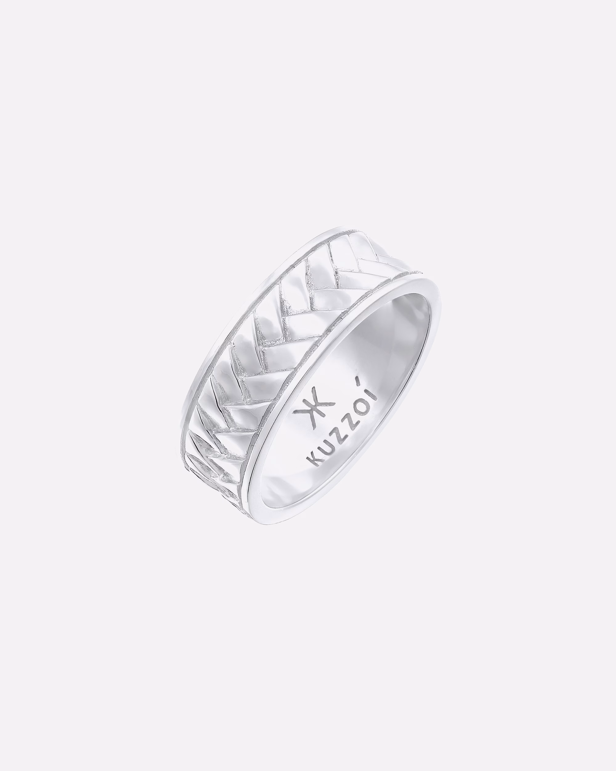KUZZOI ring men's band ring herringbone vintage 925 silver