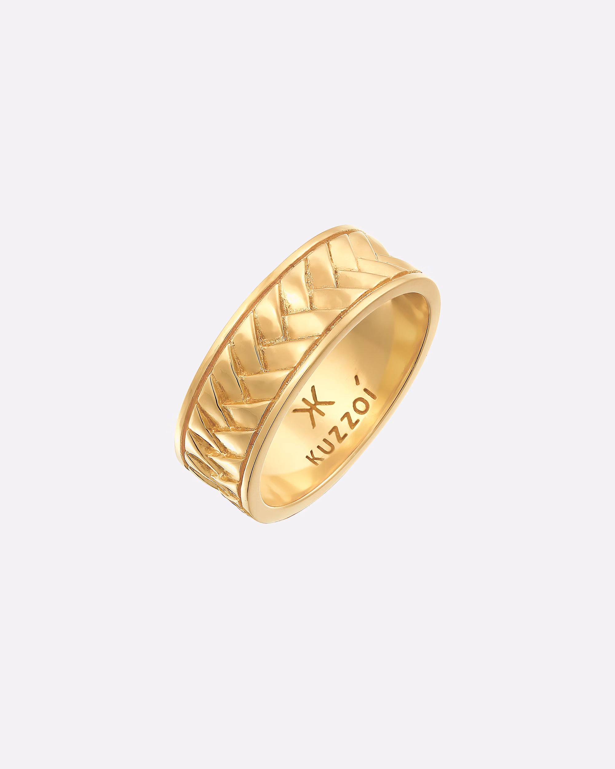 KUZZOI ring men's band ring herringbone vintage 925 silver