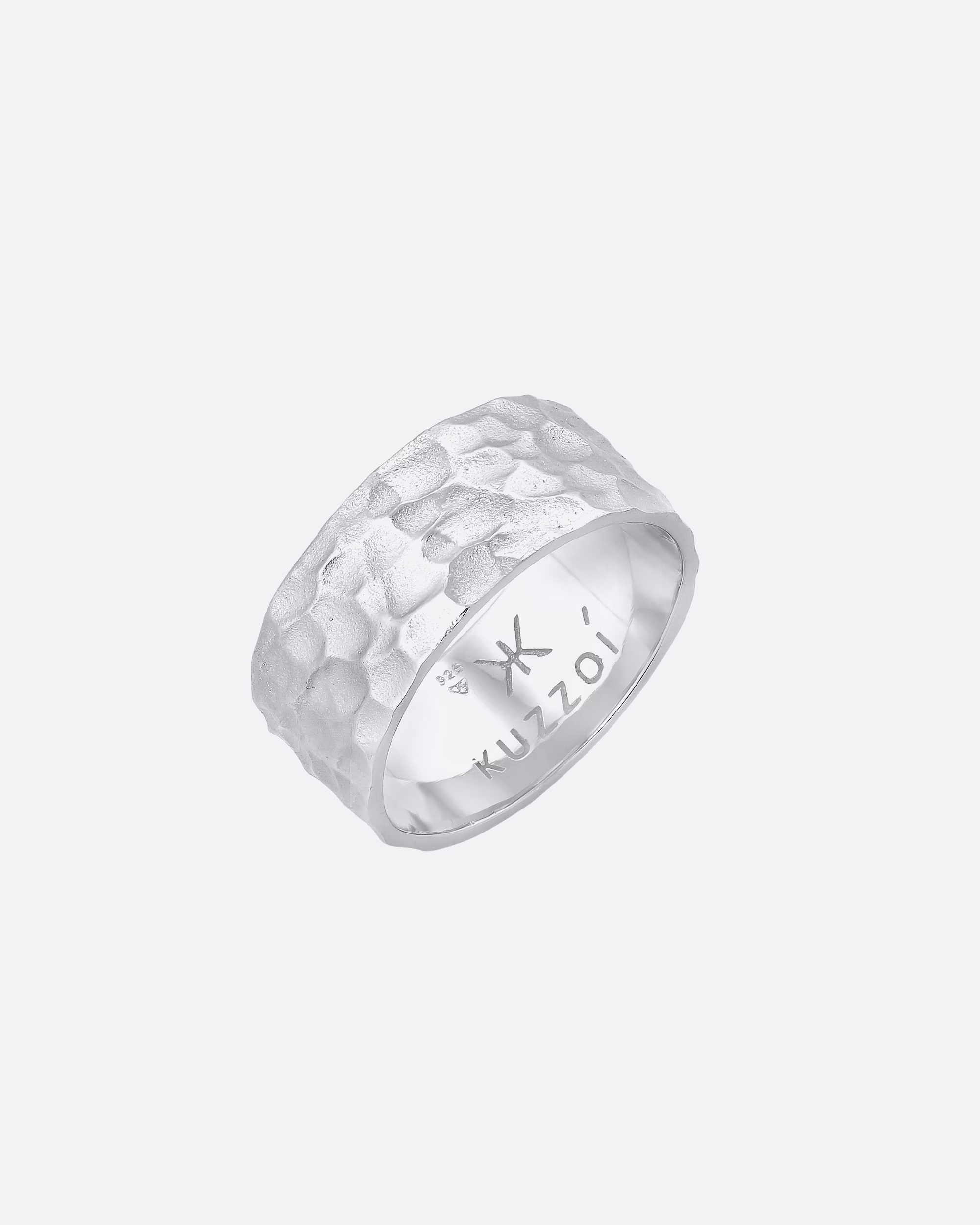KUZZOI ring men's band ring hammered oxidized 925 silver