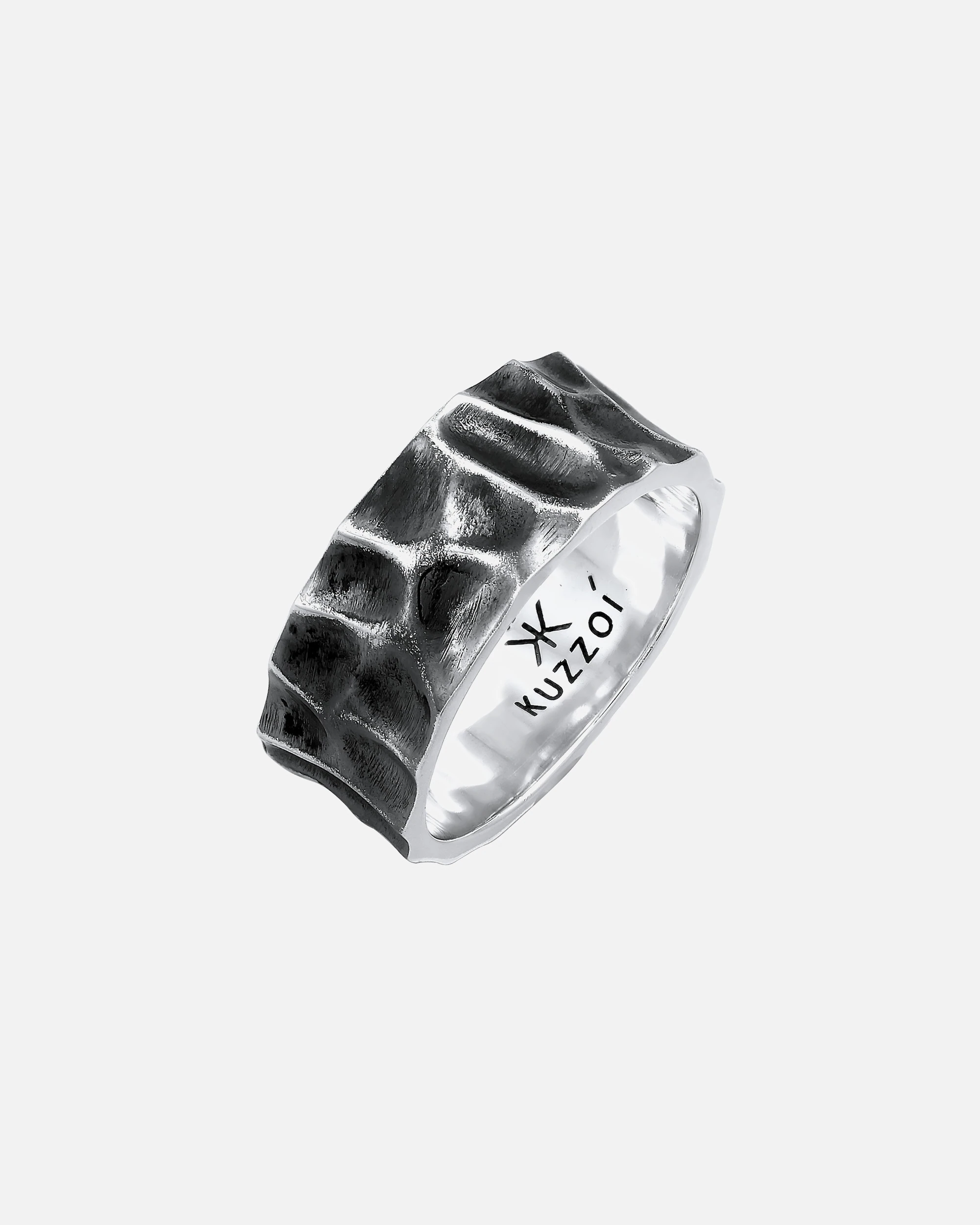 KUZZOI ring men's band ring forged used look 925 silver
