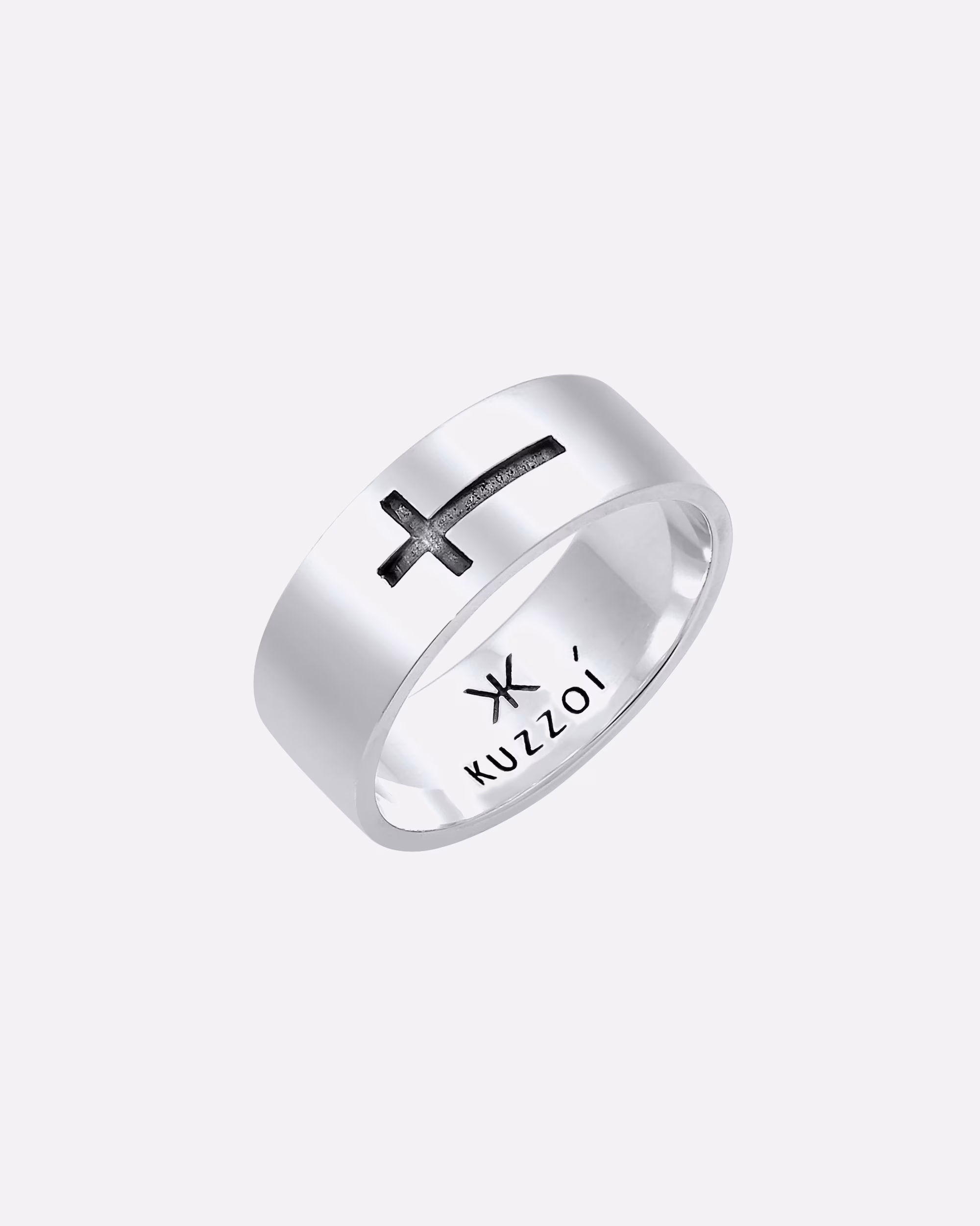 KUZZOI ring men's band ring shine cross faith 925 silver