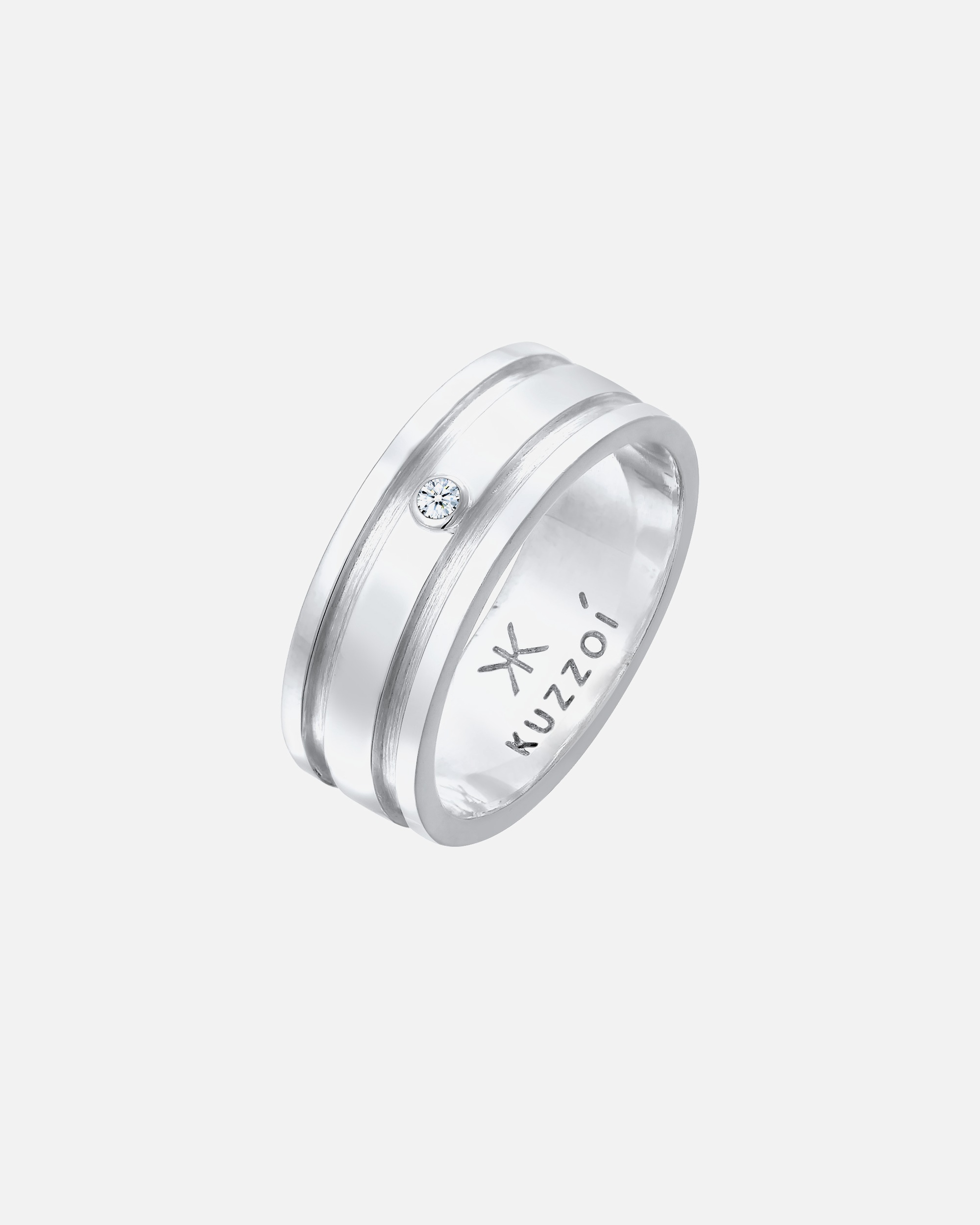 KUZZOI ring men's band ring solid diamond 925 silver