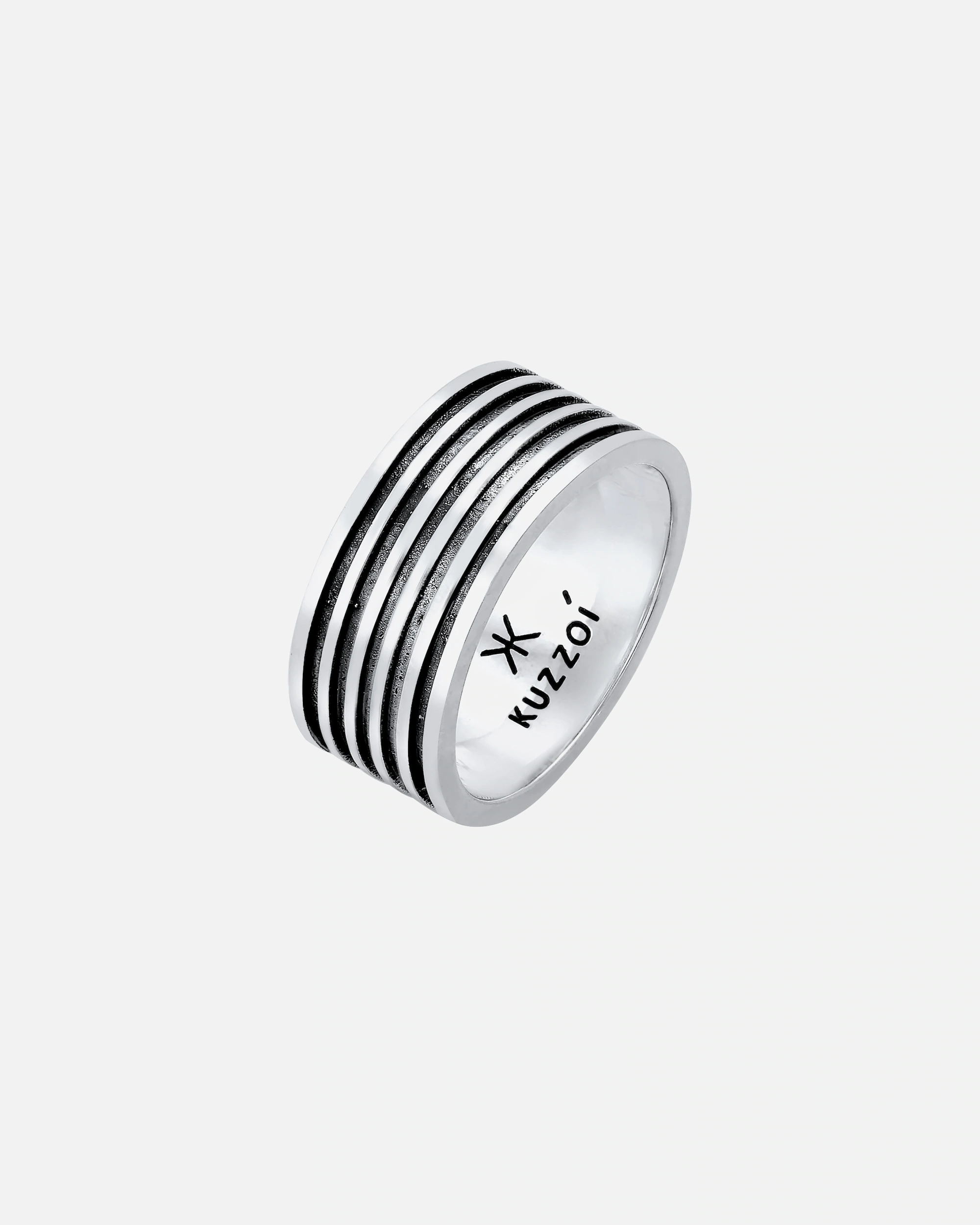 KUZZOI ring men's band ring solid grooves 925 silver