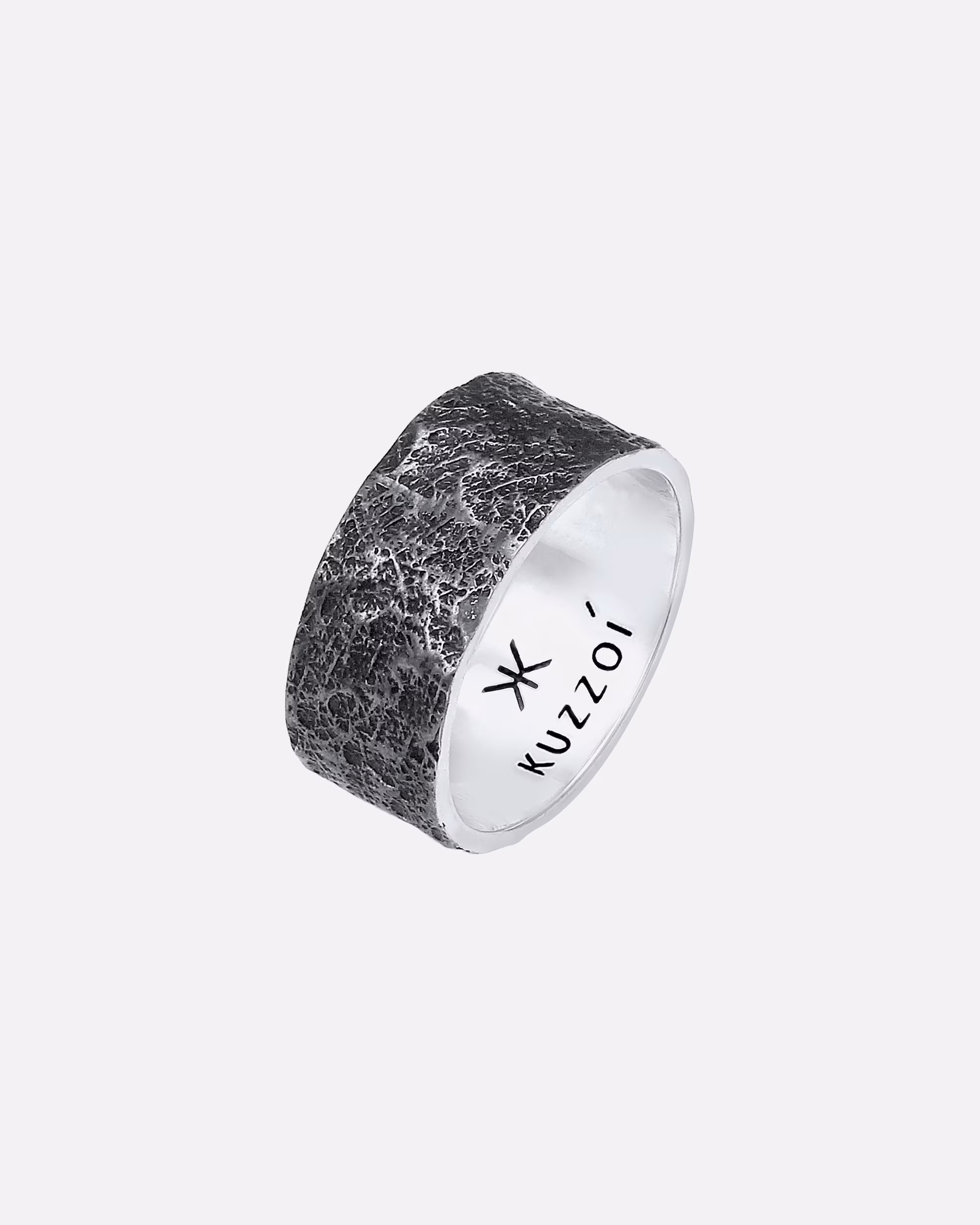 KUZZOI ring men's band ring organic structure 925 silver