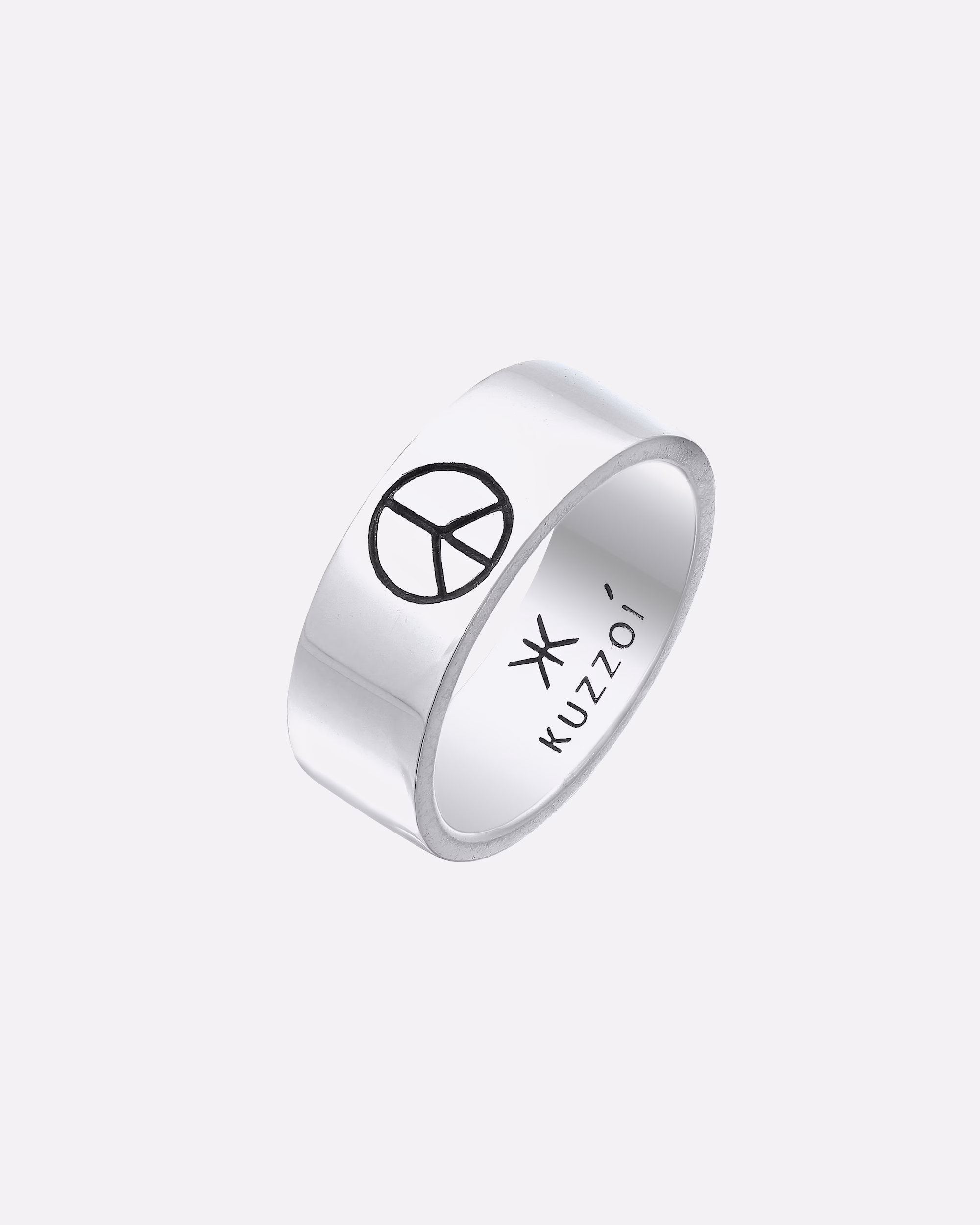 KUZZOI ring men's band ring peace oxidized 925 silver