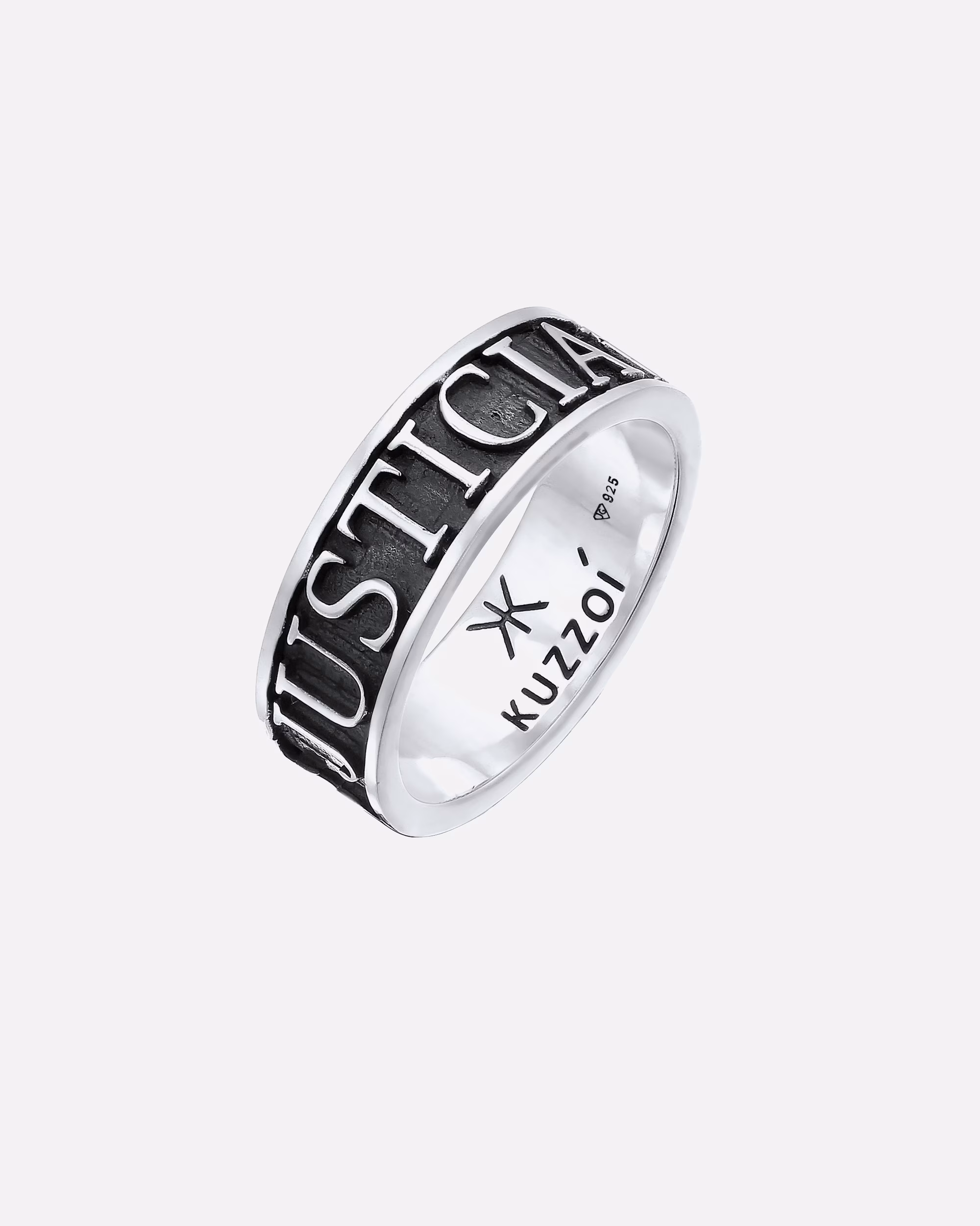 KUZZOI ring men's band ring lettering 925 silver oxidized