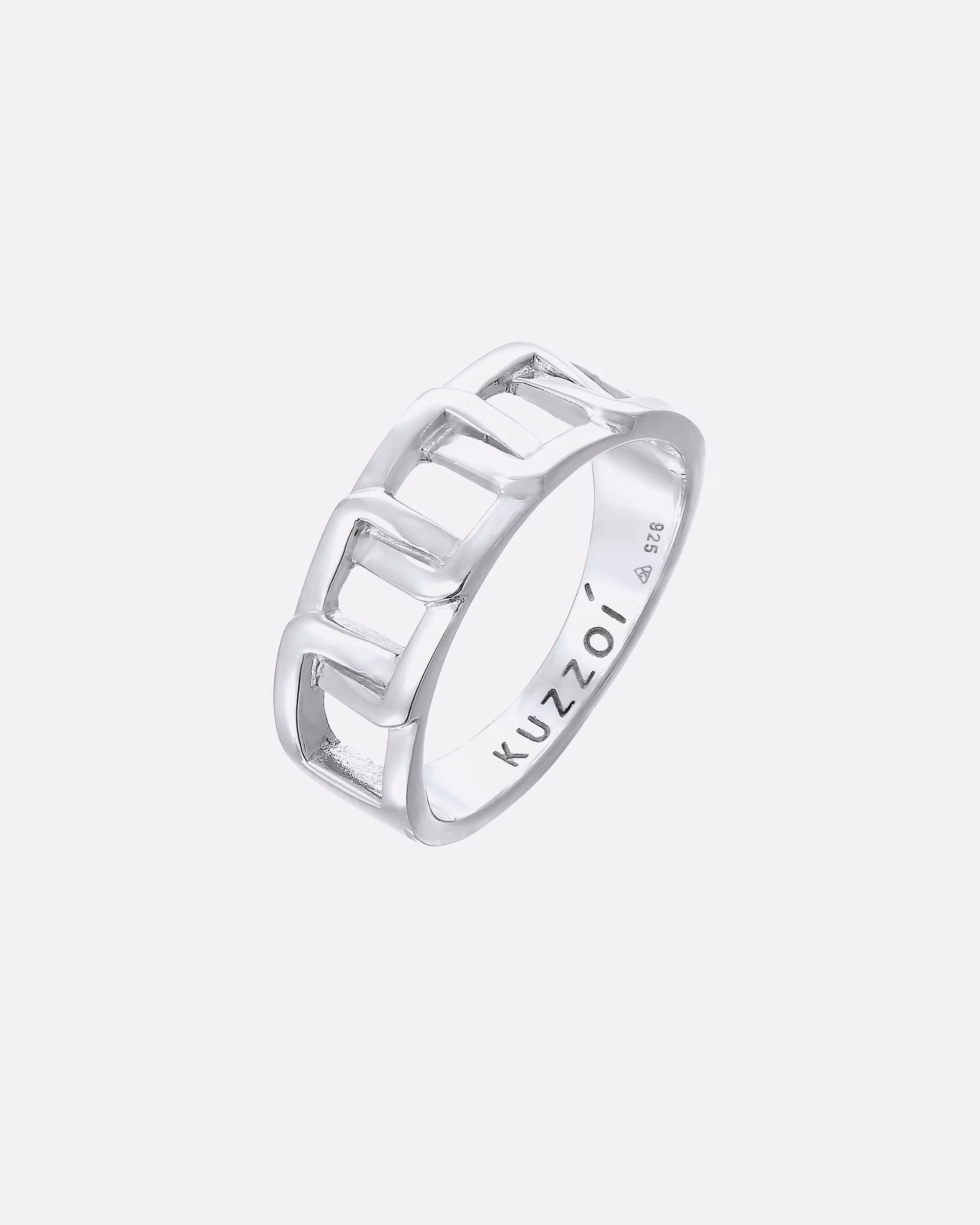 KUZZOI ring men's chunky chain link look 925 silver