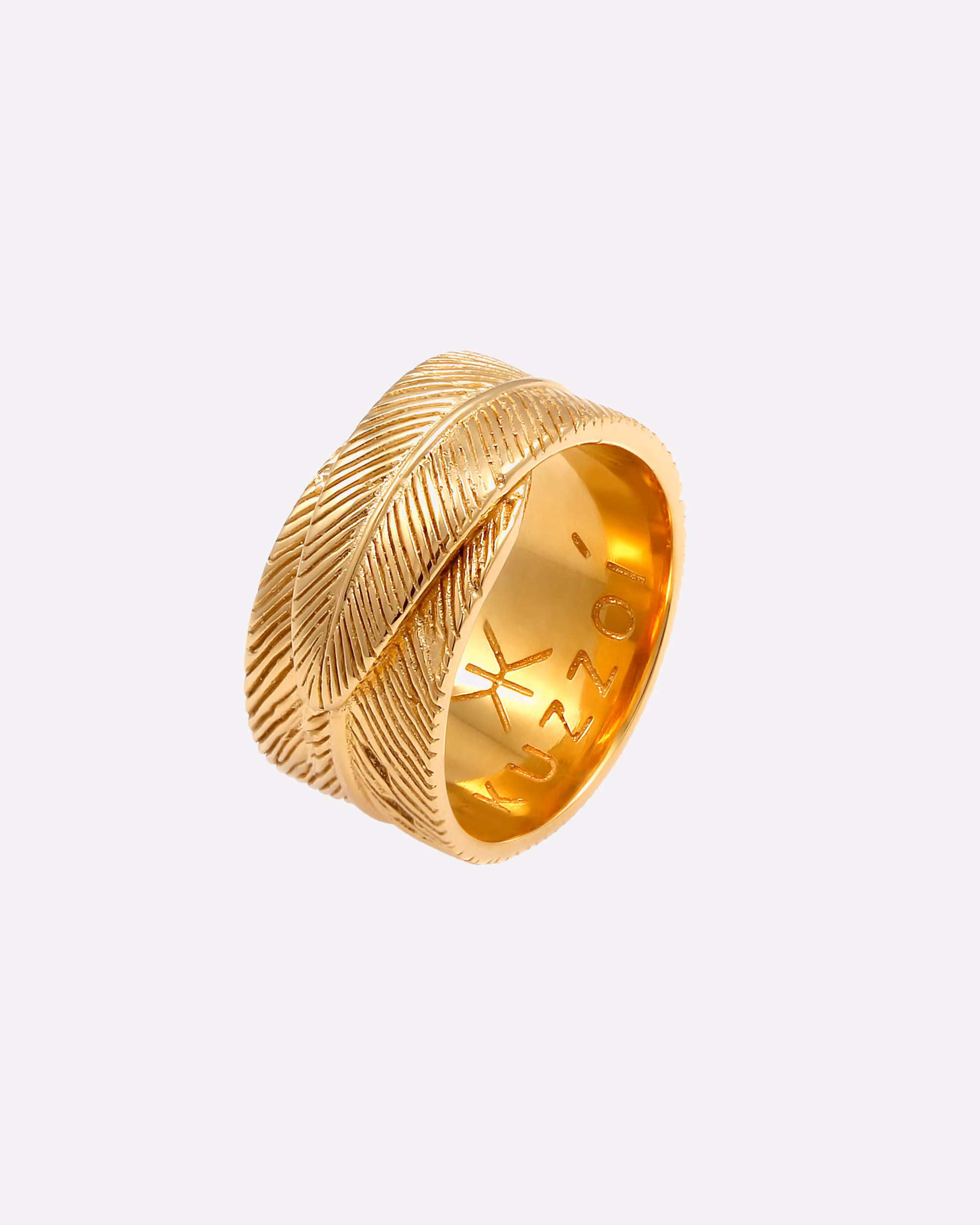 KUZZOI Ring Men's Feather Vintage Trend Oxidized 925 Silver