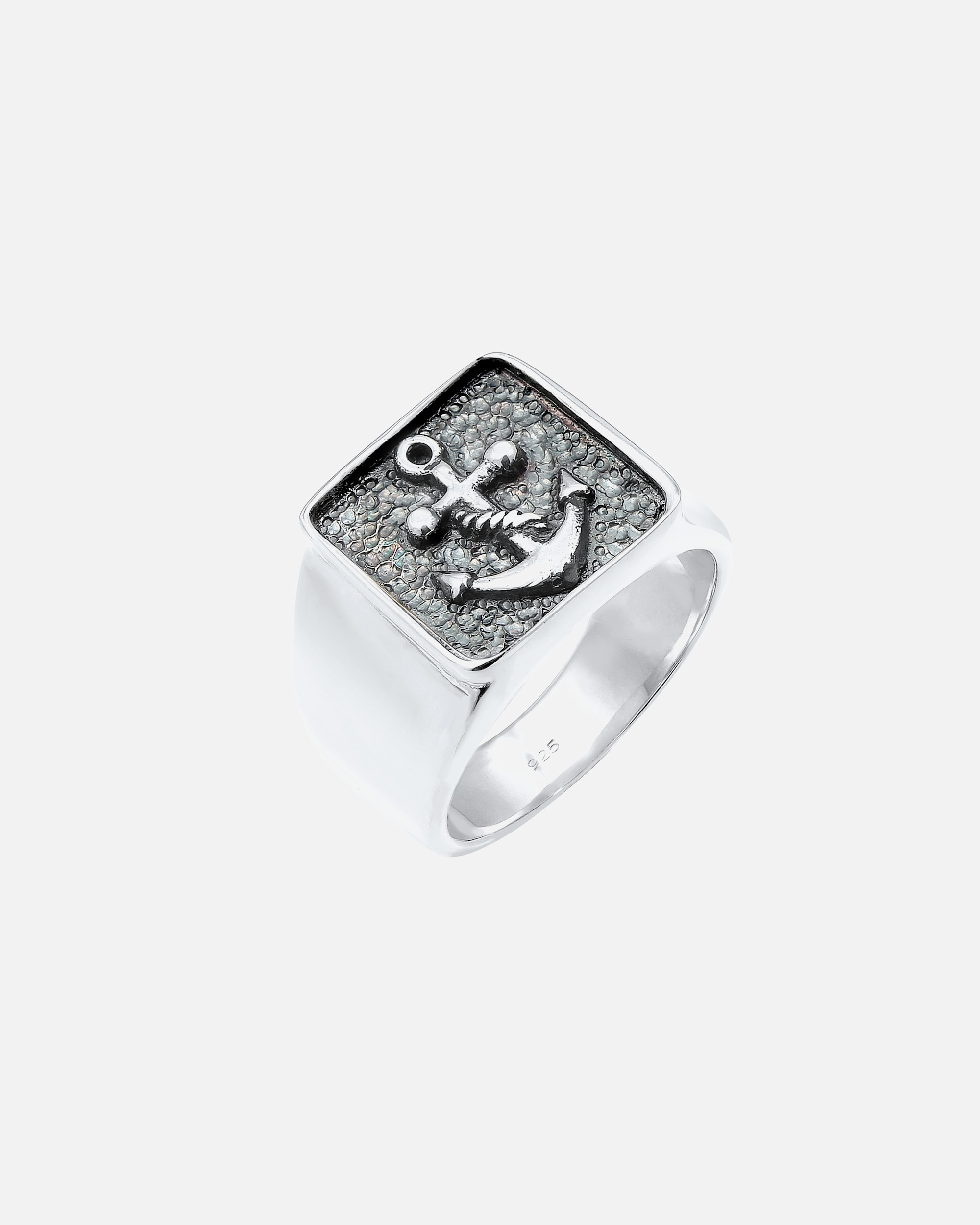 KUZZOI ring men's signet ring anchor basic oxidized 925 silver