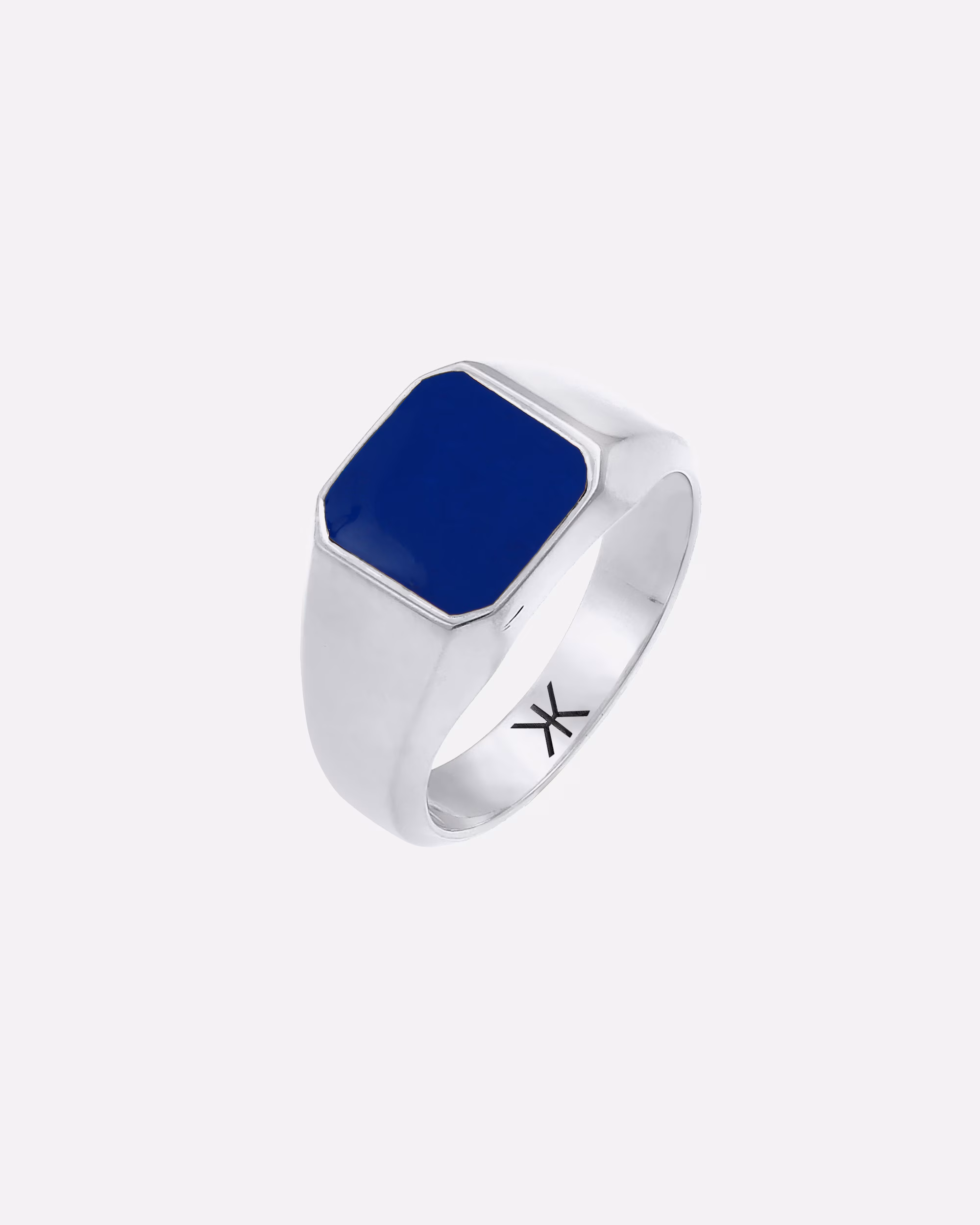 KUZZOI ring men's signet ring enamel blue basic 925 silver