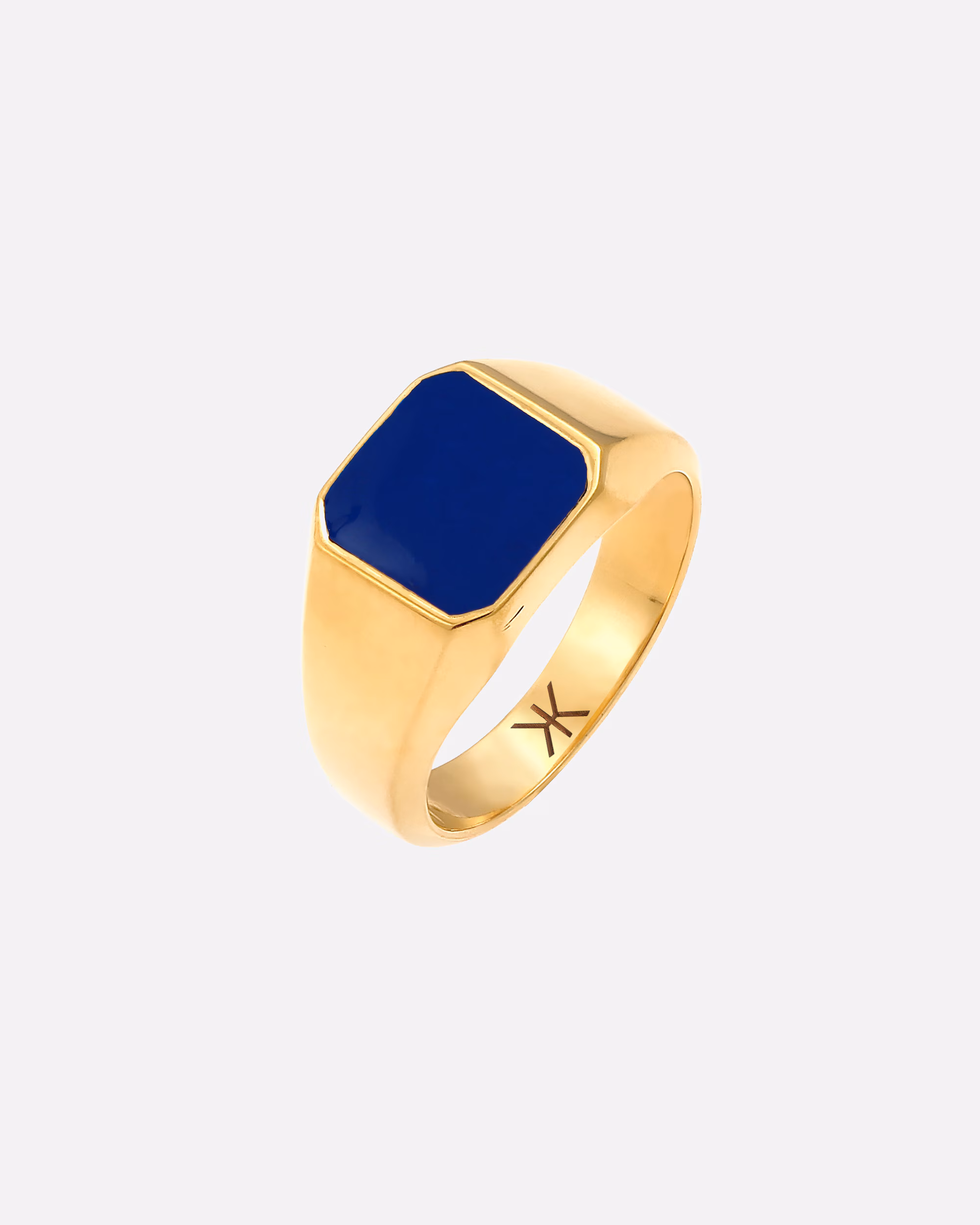 KUZZOI Men's Signet Ring Enamel Blue Basic 925 Silver