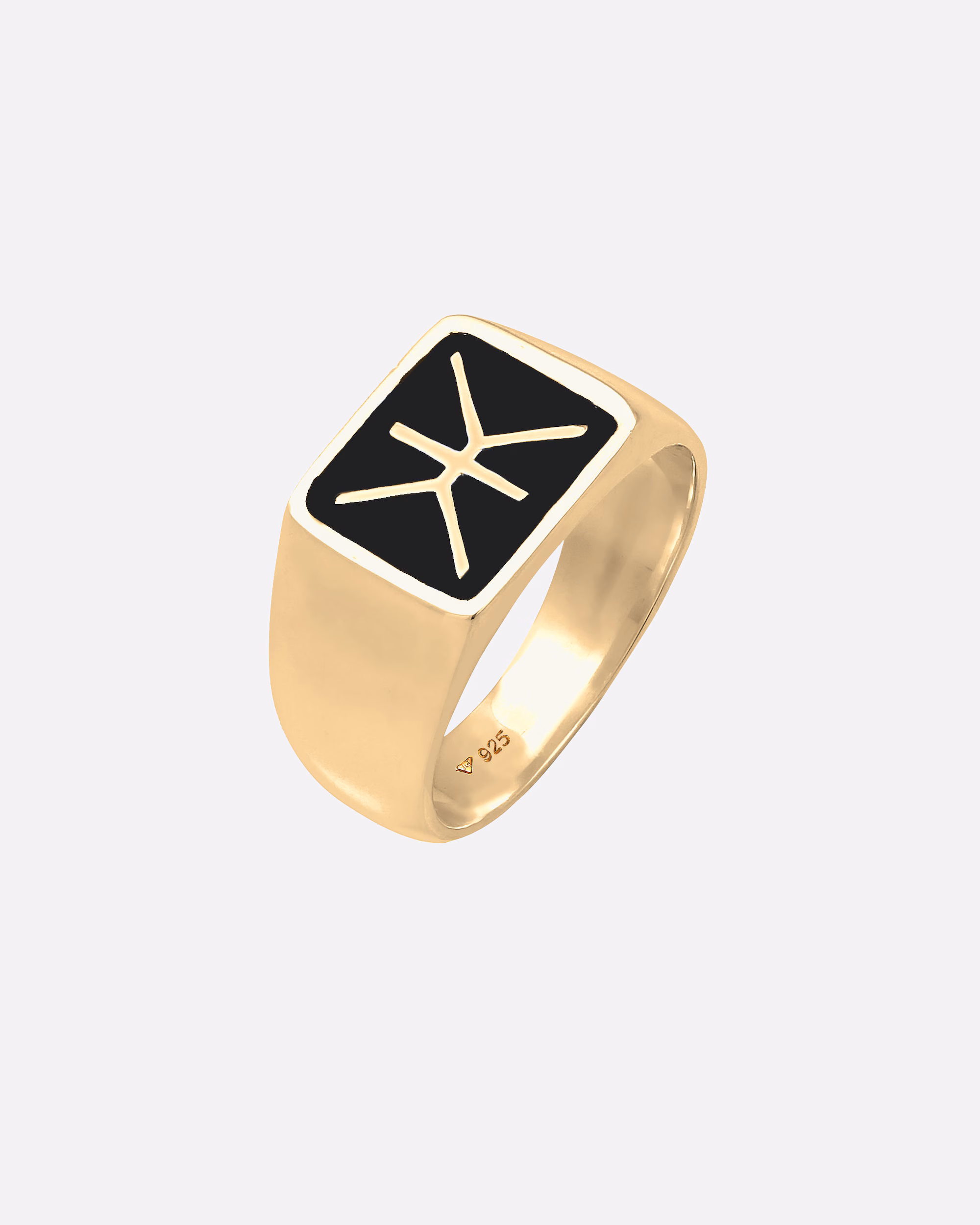 KUZZOI ring men's signet ring enamel logo basic 925 silver