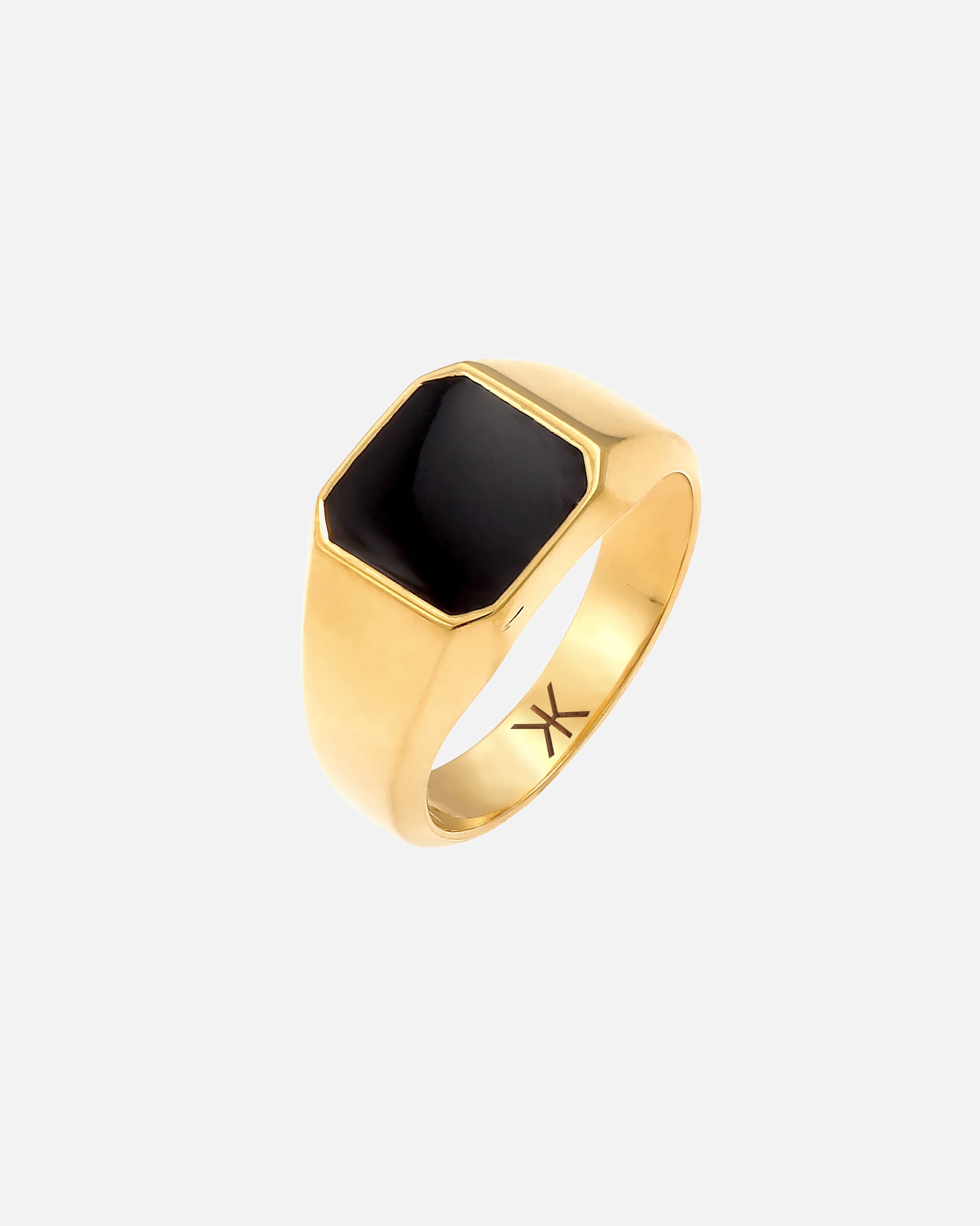 KUZZOI Men's Signet Ring Enamel Black Basic 925 Silver