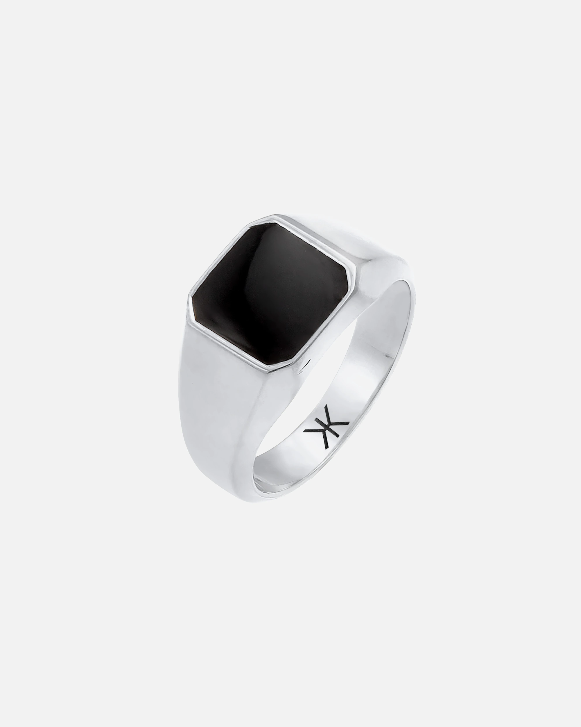 KUZZOI ring men's signet ring enamel black basic 925 silver 58