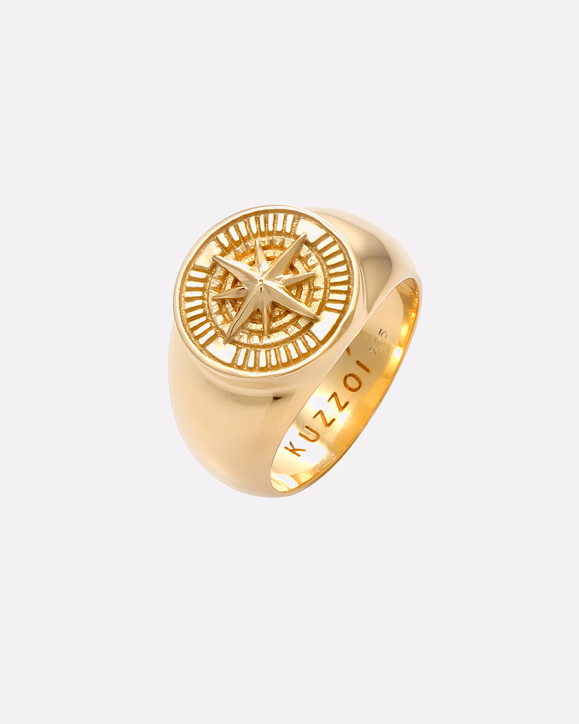 KUZZOI ring men's signet ring compass oxidized 925 silver
