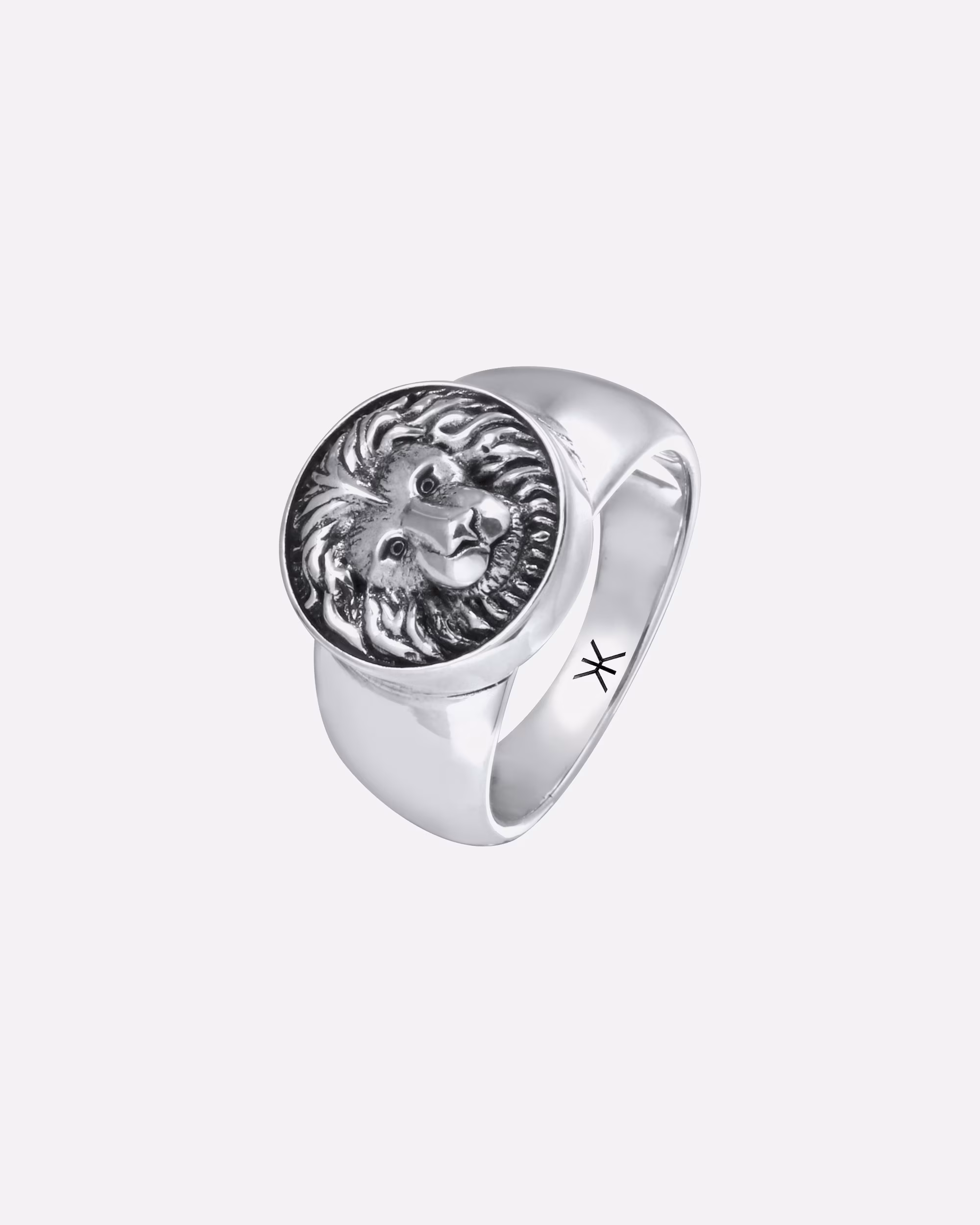 KUZZOI ring men's signet ring lion solid 925 silver