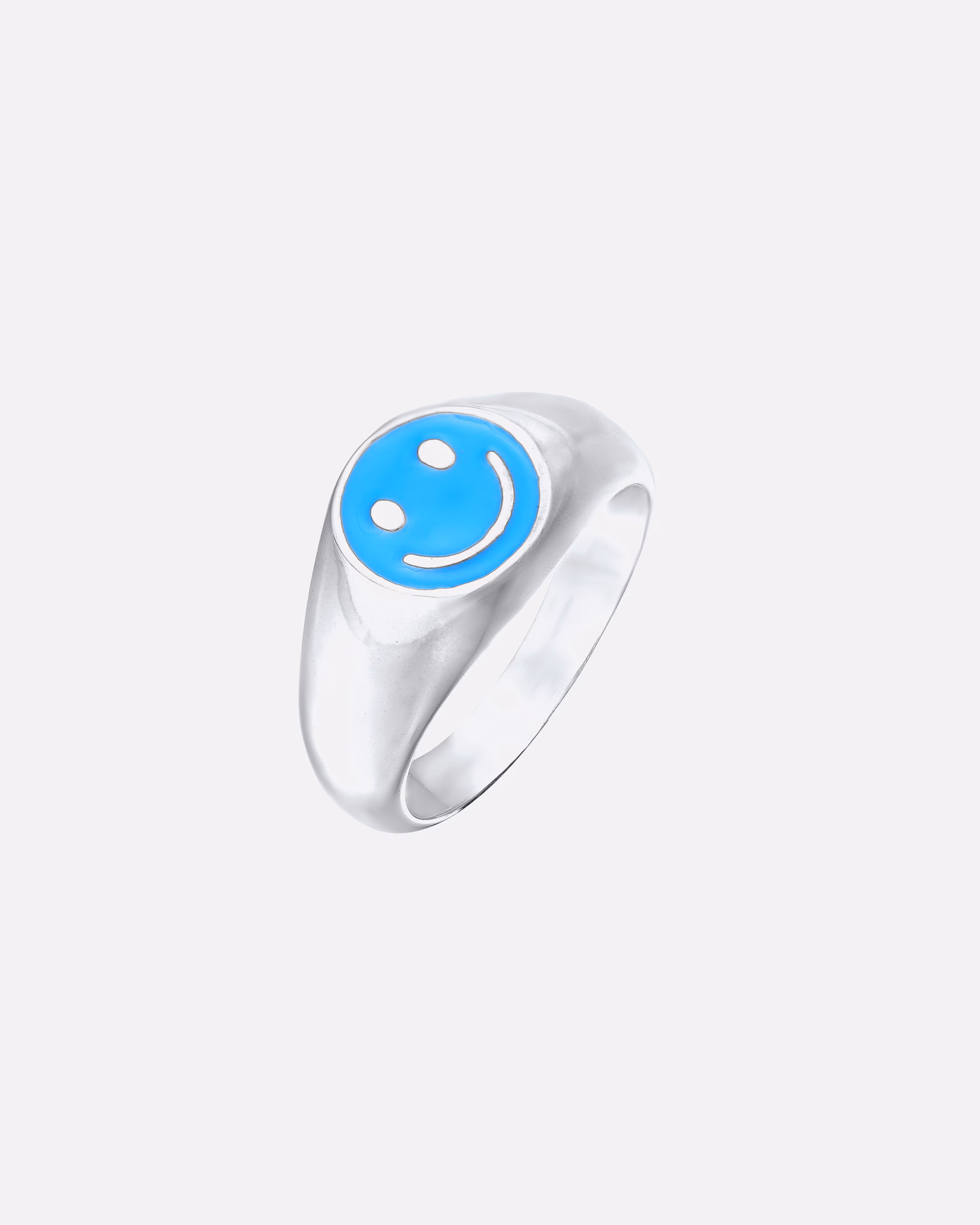 KUZZOI ring men's signet ring with smiling face enamel 925 silver