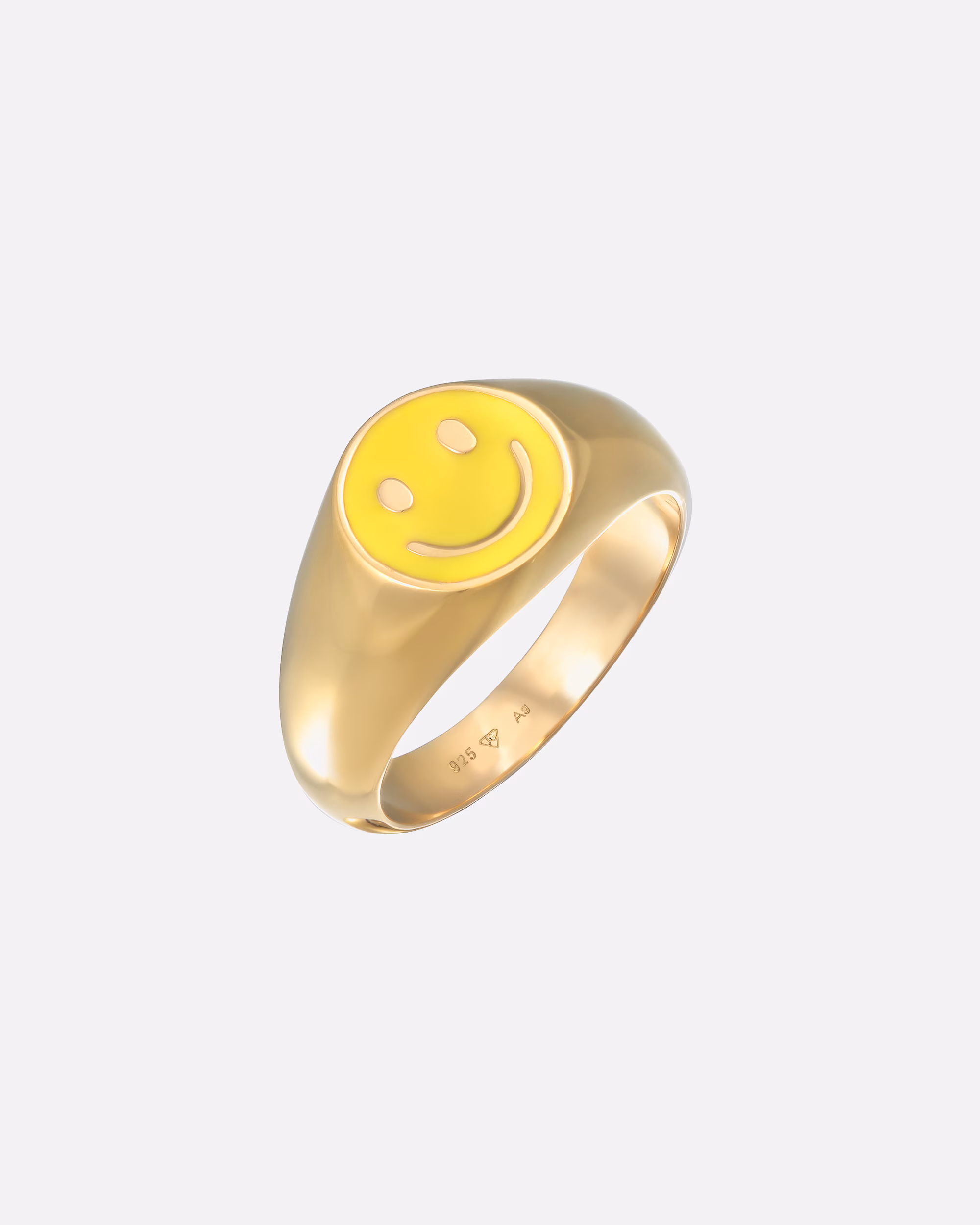 KUZZOI ring men's signet ring with smiling face enamel 925 silver