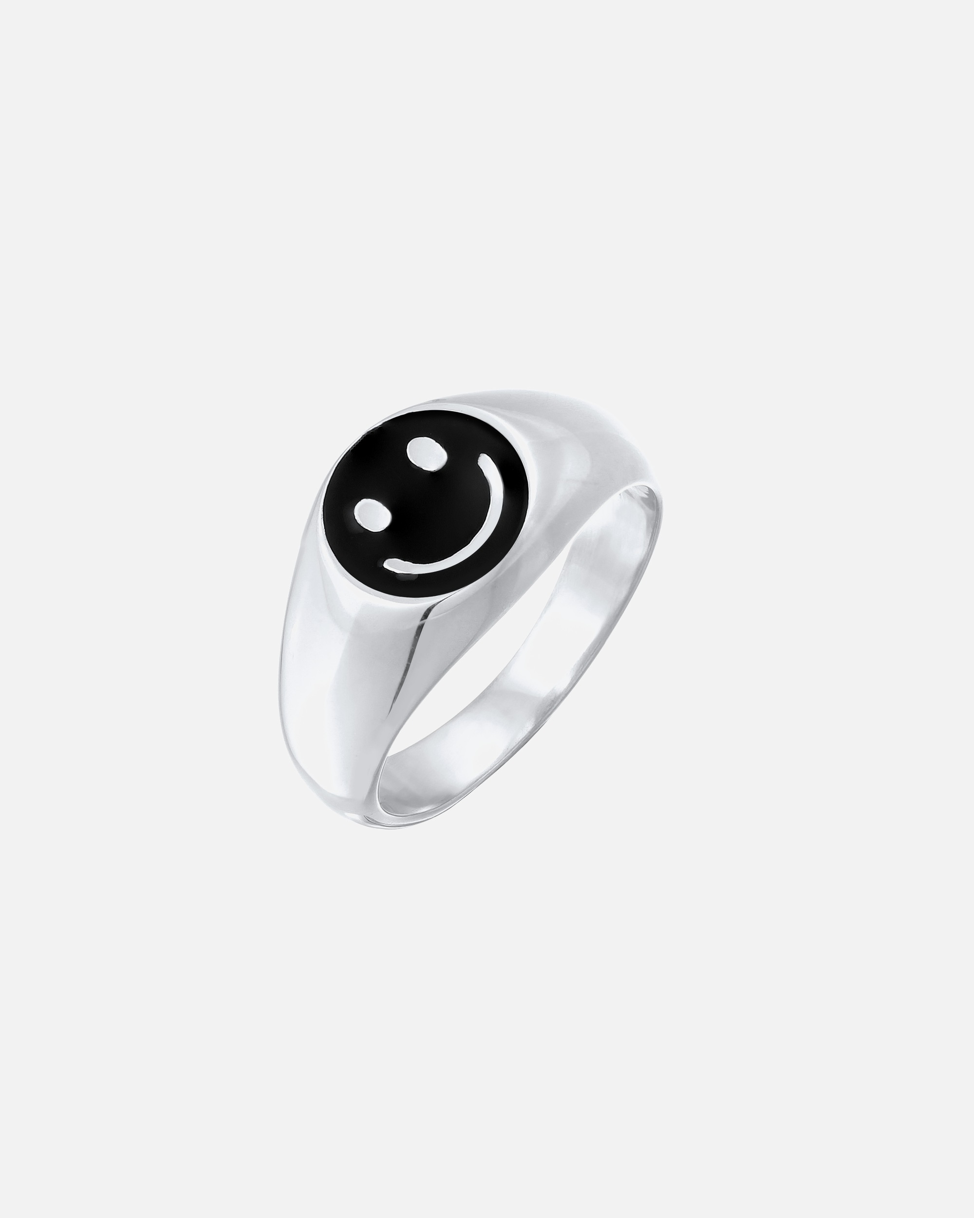 KUZZOI ring men's signet ring with smiling face enamel 925 silver