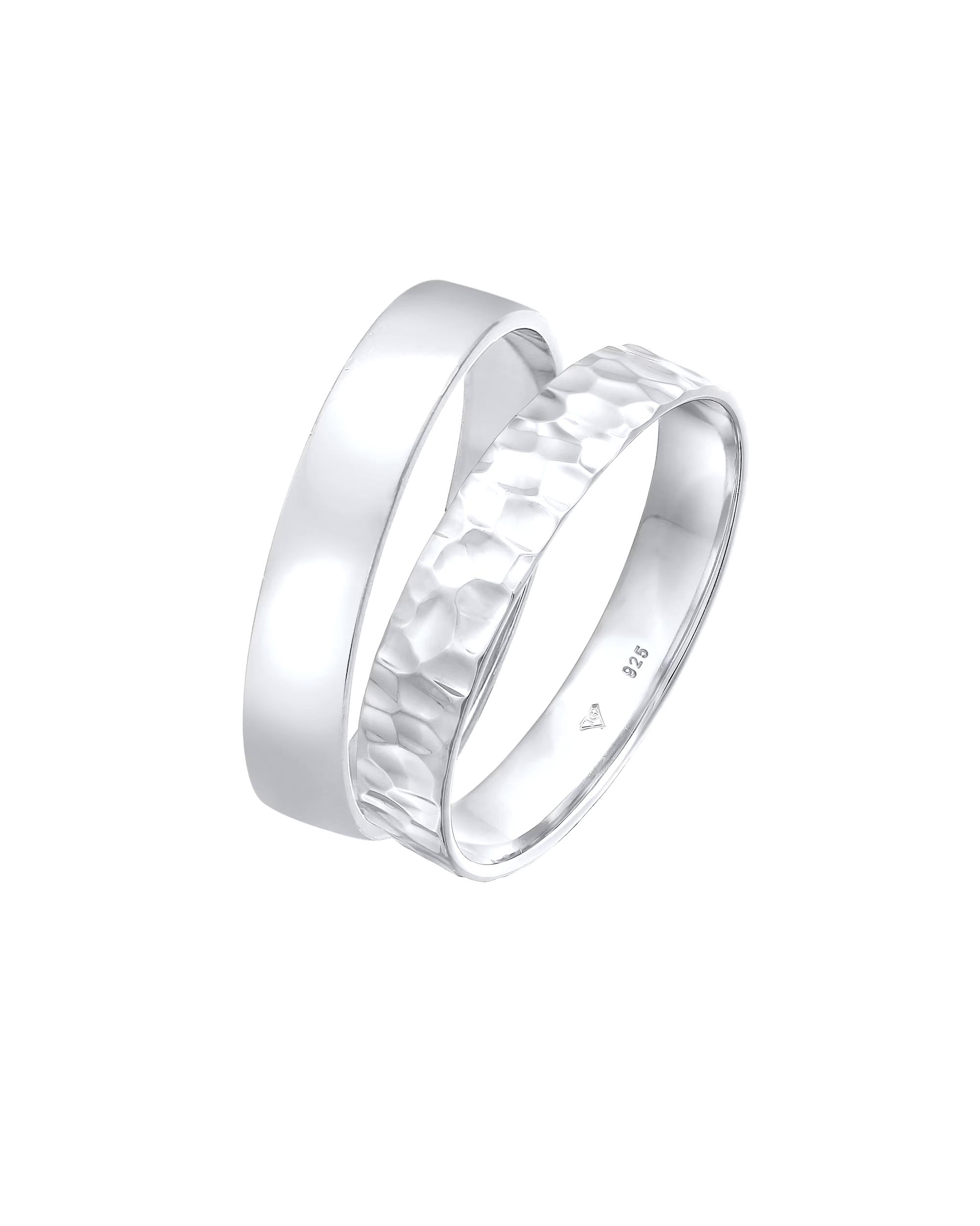 KUZZOI Ring Kuzzoi Ring Set Basic Hammered 925 Silver