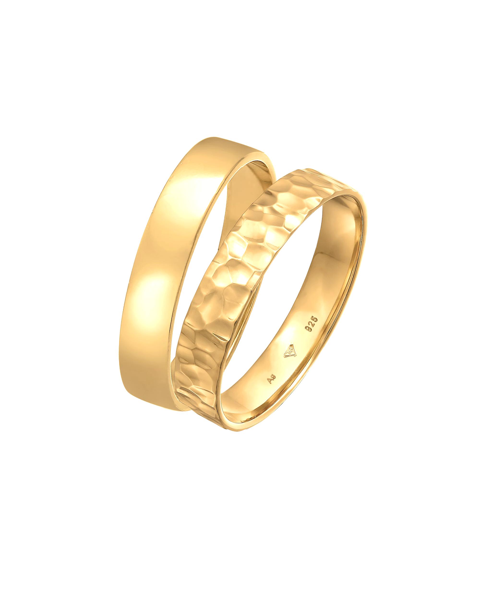 KUZZOI Ring Kuzzoi Ring Set Basic Hammered 925 Silver