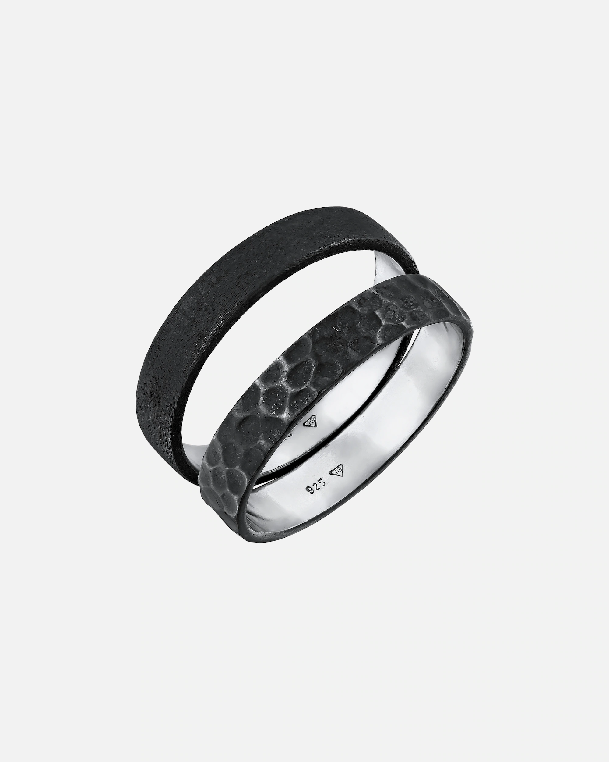 KUZZOI Ring Kuzzoi Ring Set Basic Hammered 925 Silver