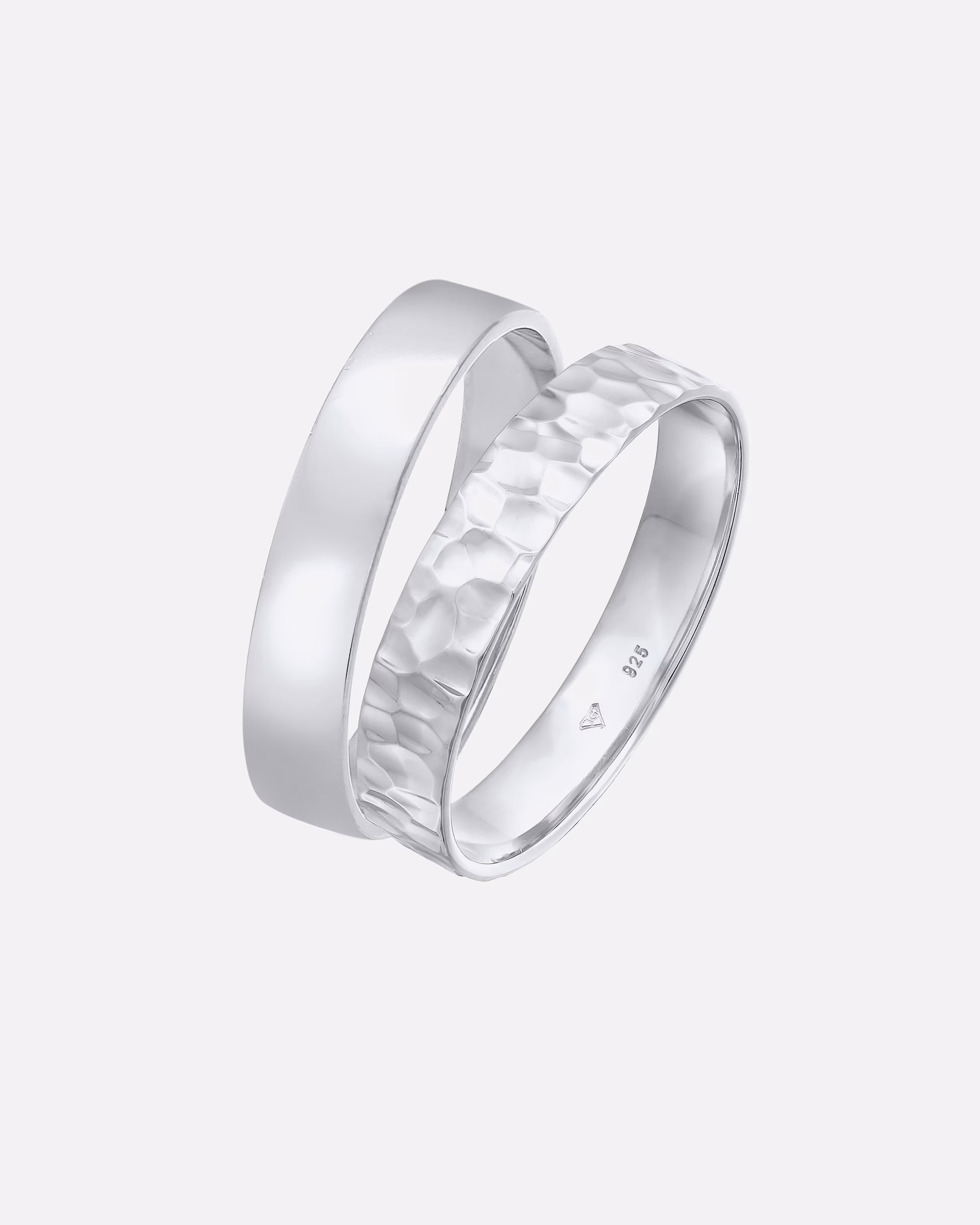 KUZZOI Ring Set Unisex Basic Hammered 925 Silver