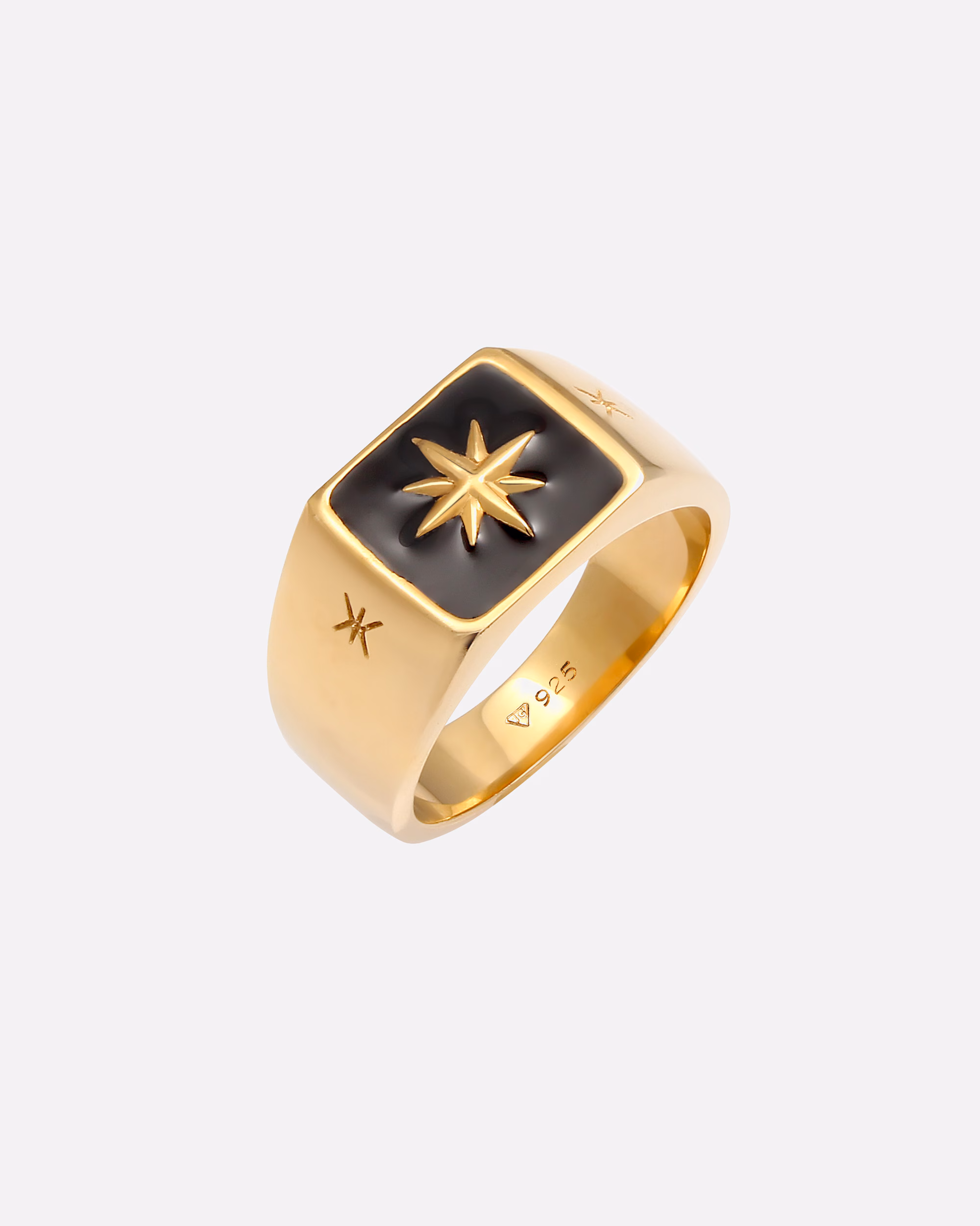 KUZZOI ring signet ring enamel black star basic 925 silver
