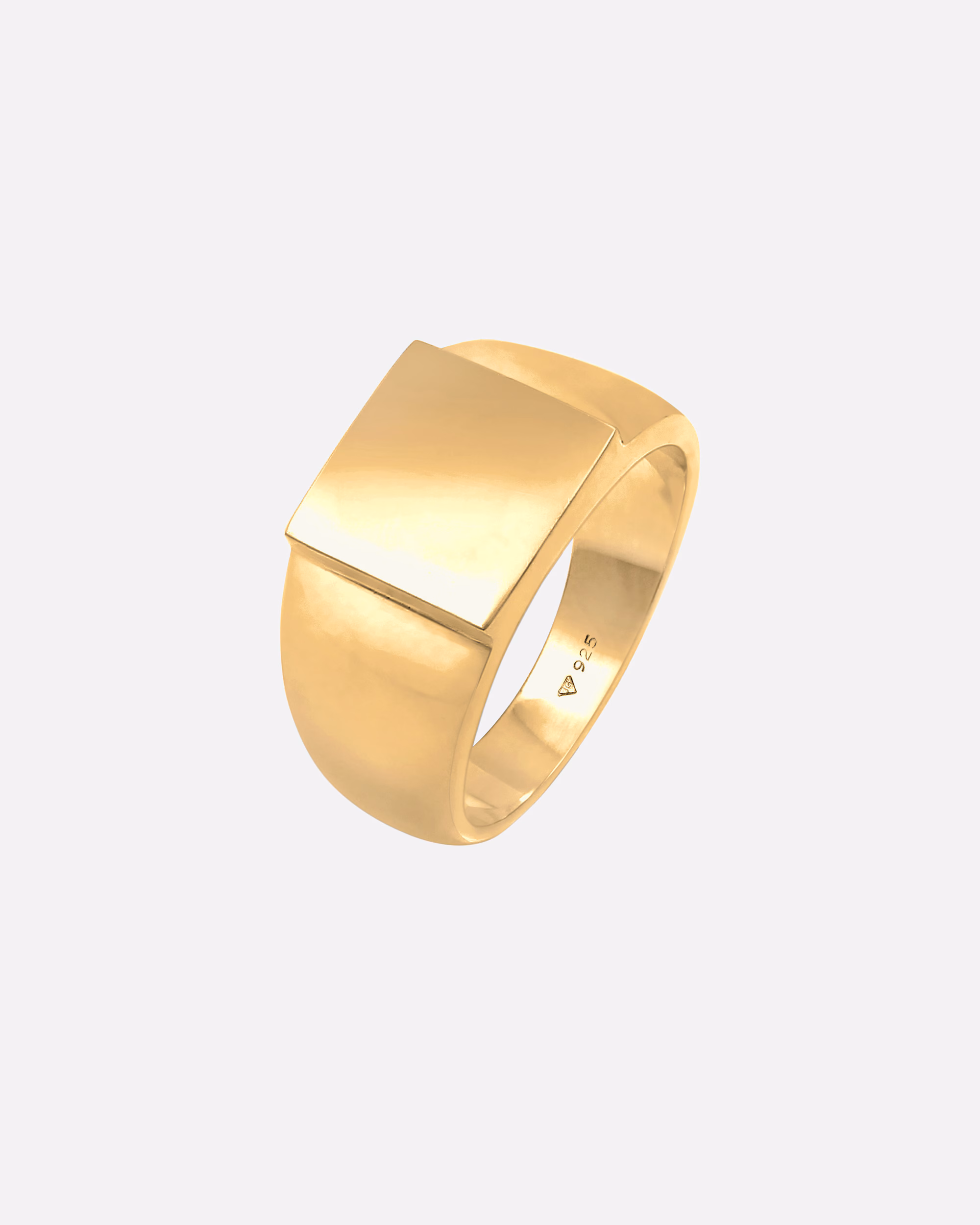 KUZZOI ring signet ring men's rectangular shiny 925 silver