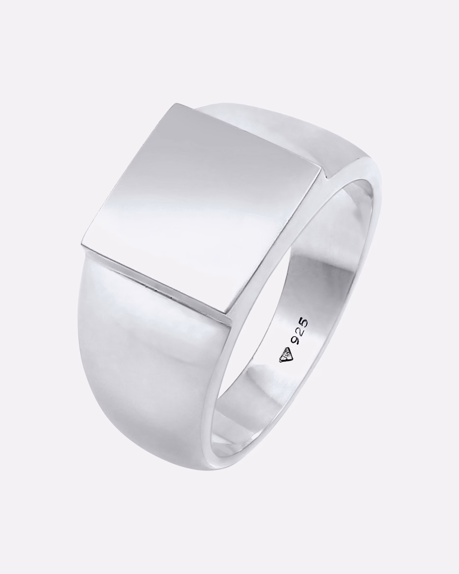 KUZZOI ring signet ring men's rectangular shiny 925 silver