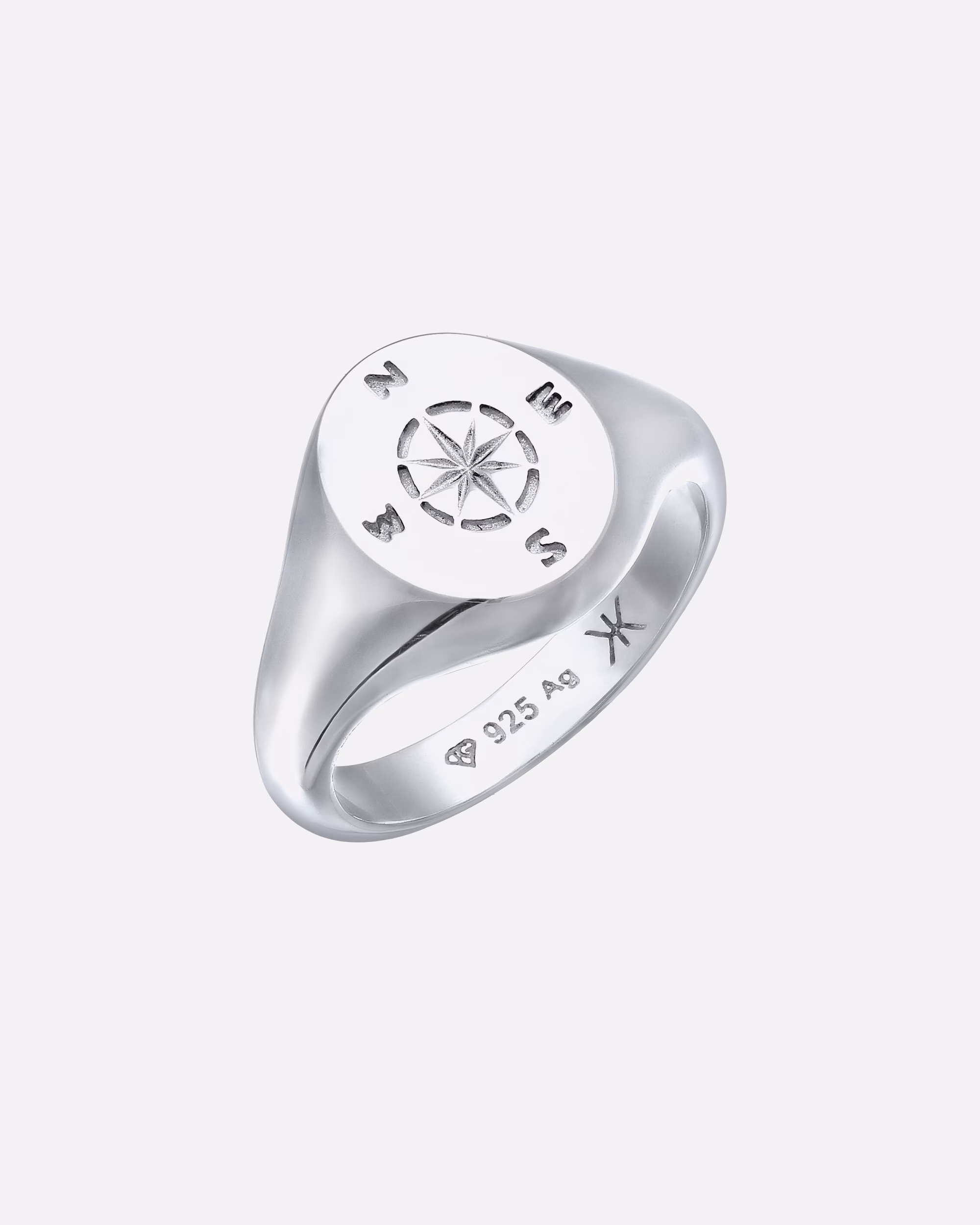 KUZZOI ring signet ring compass 925 sterling silver