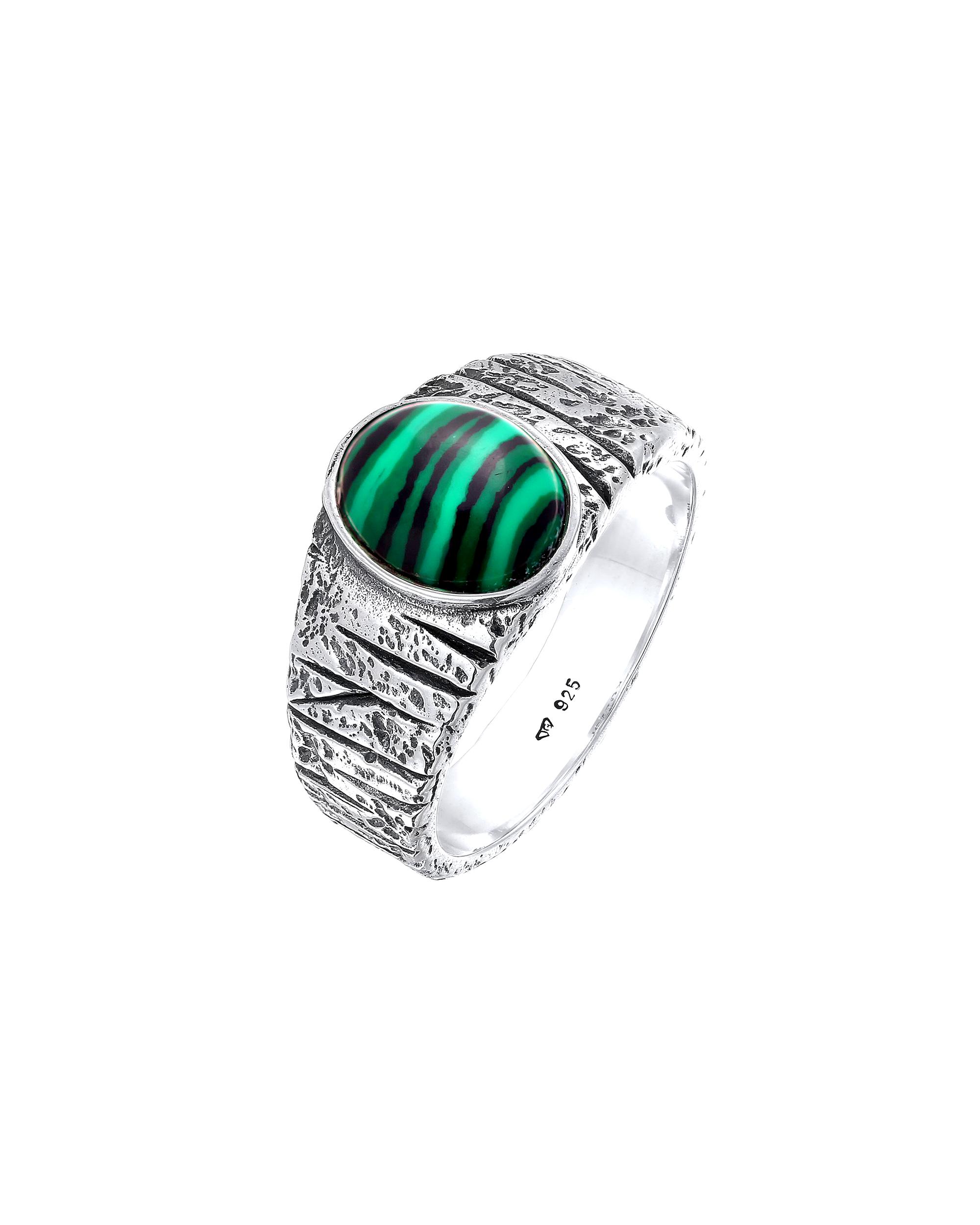 KUZZOI ring signet ring malachite green biker ring 925 silver