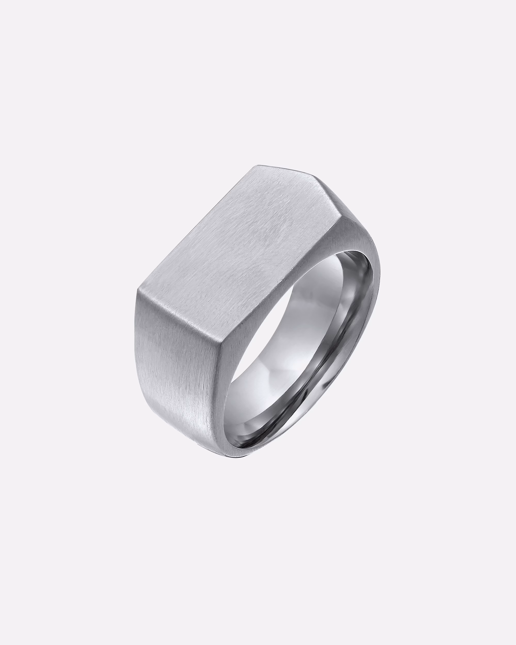 KUZZOI Ring Signet Ring Rectangular Stainless Steel Matte Silver