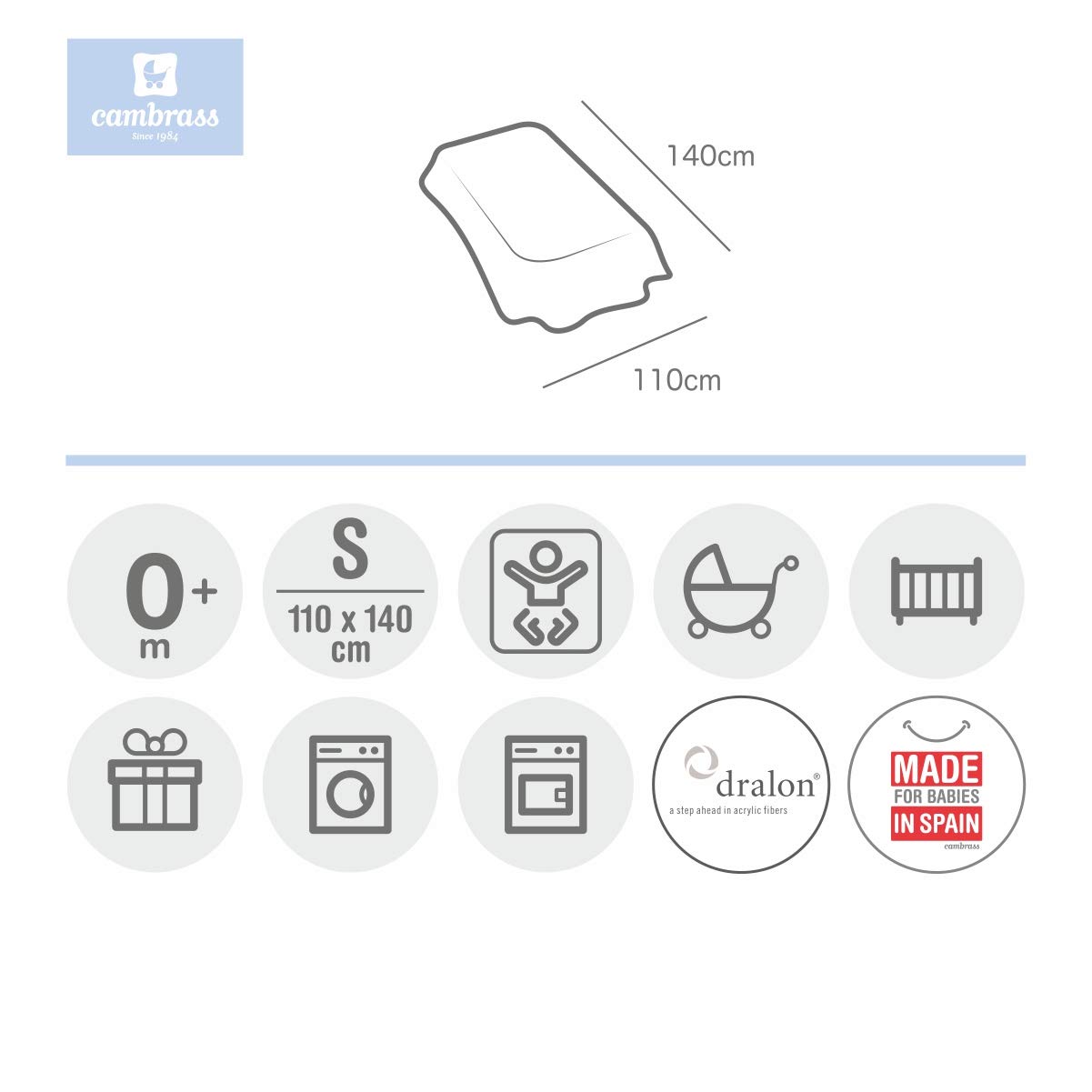 Cambrass 39872 Blanket Baby Bed 80 x 110 cm, Blue