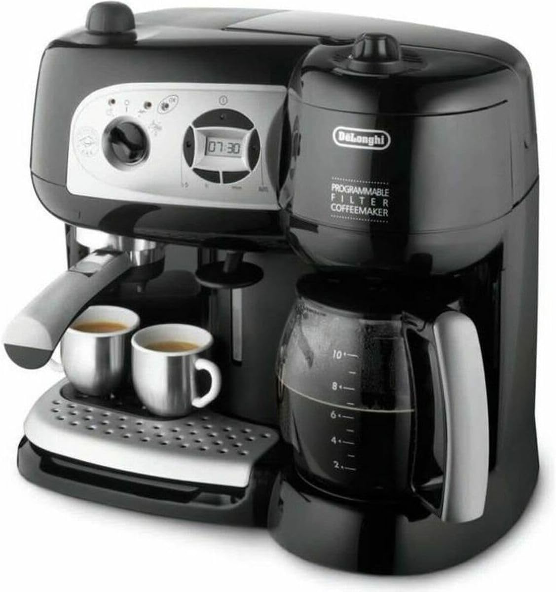 DeLonghi BCO264 BCO264.1 Pump Espresso Machine and 10-Cup Coffee Maker, 220 Volts (Not for USA), Plastic 1.2 liters, Black